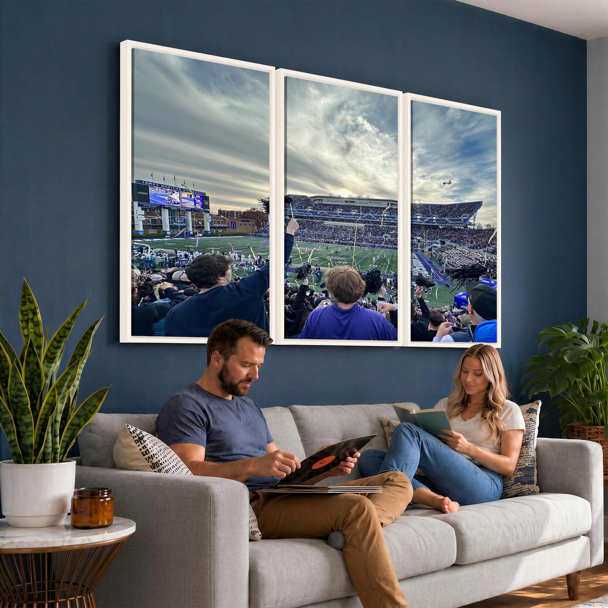 400867JMU-MGV-CV-36X24 - JMU Stadium Wall Art Canvas Print for Game Room Decor - James Madison University Stadium