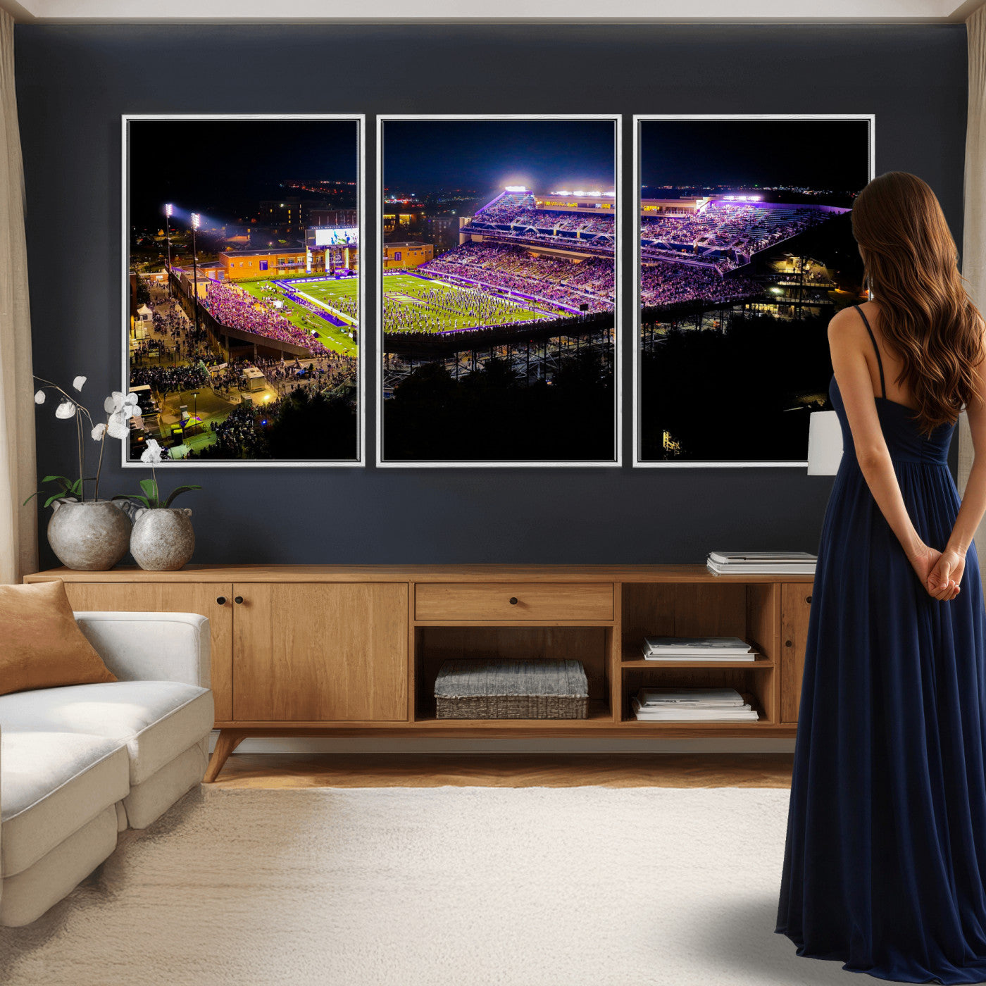 400867JMU2-MGV-CV-36X24 - JMU Stadium Wall Art Canvas Print for Game Room Decor - James Madison University Stadium