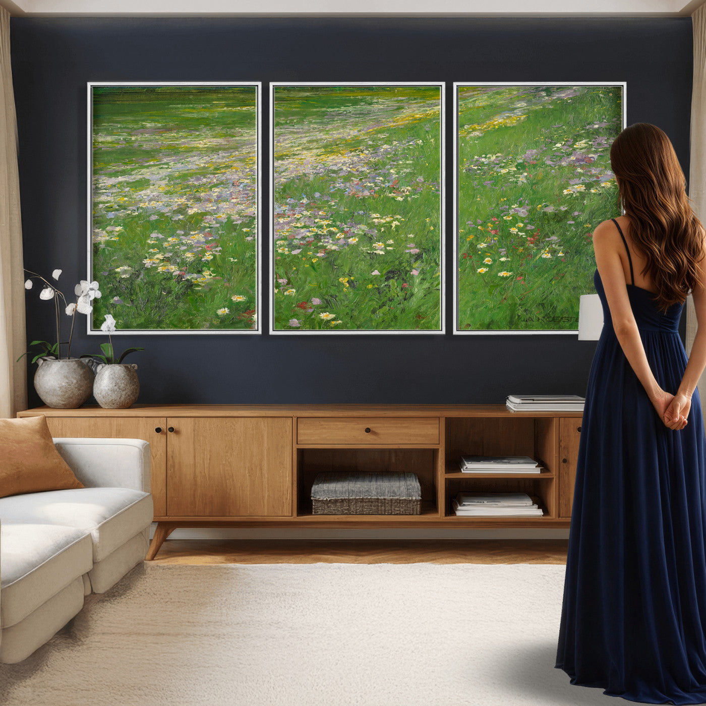 63535040-MGV-CV-36X24 - Alexander Koester Flower Meadow Canvas Wall Art, Vintage Landscape Print