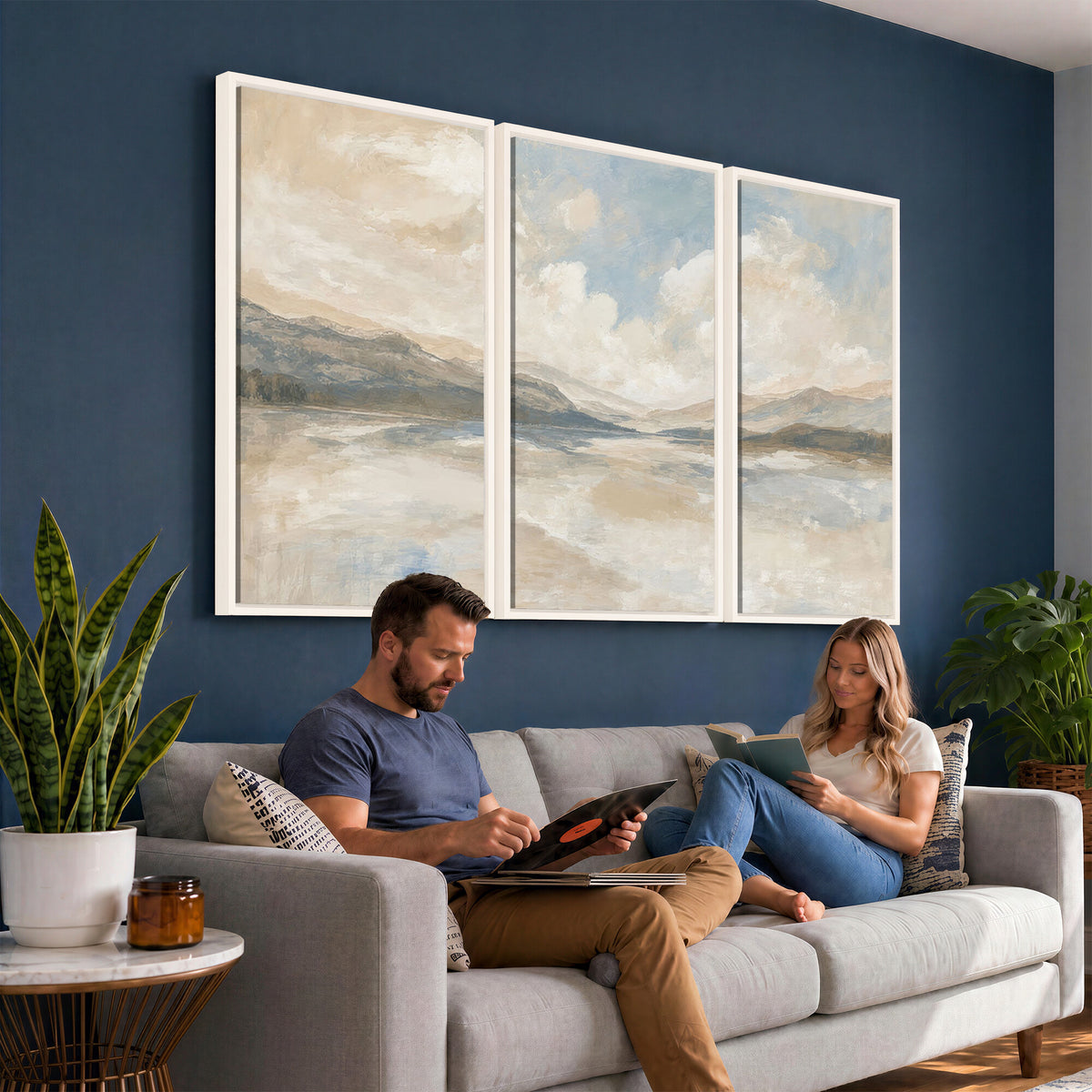 12998065-MGV-CV-36X24 - Serene Mountain and Lake Landscape Canvas Wall Art