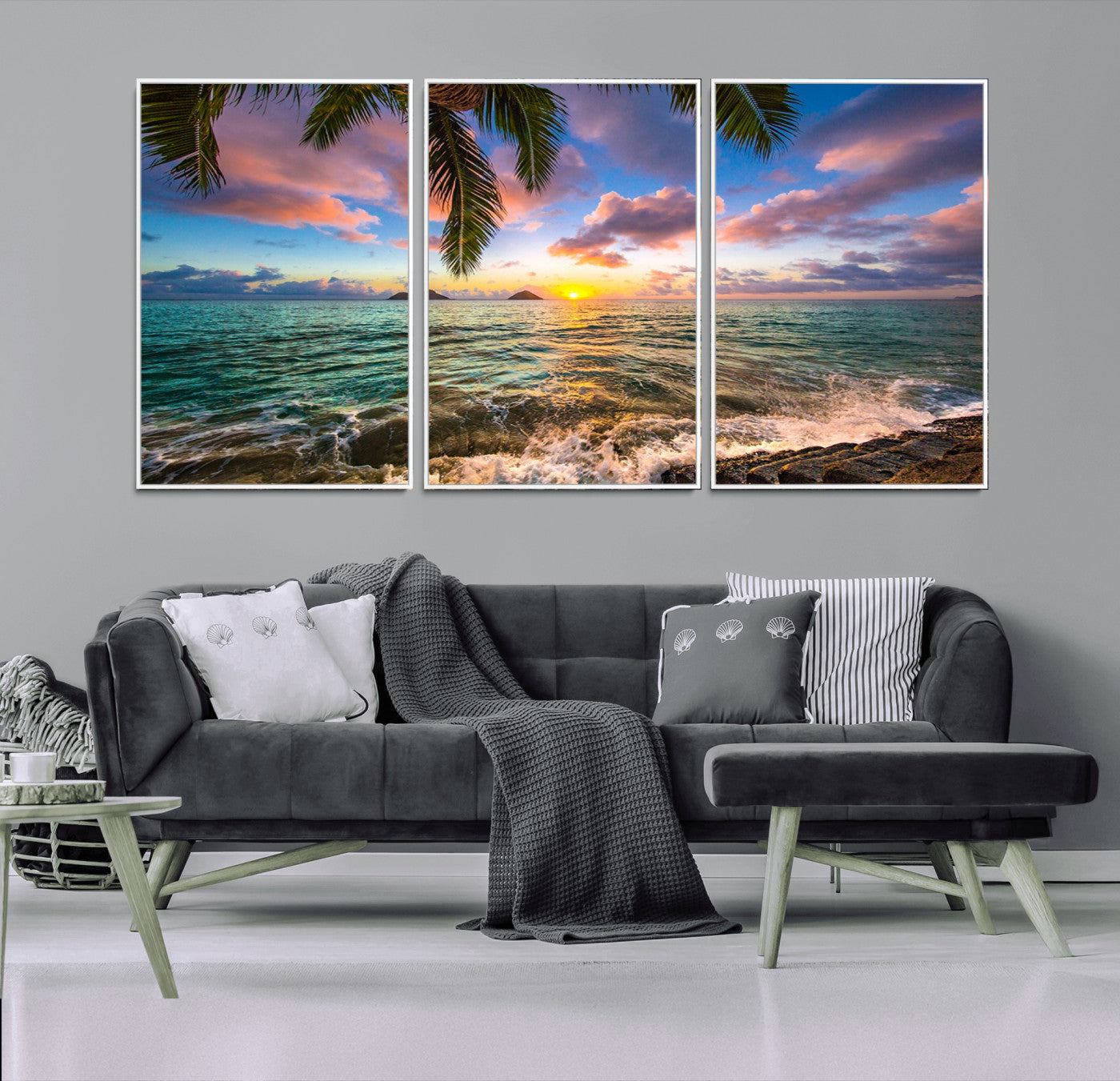 MGV-FC-60X30-3P - Framed Tropical Sunset Art Canvas Print