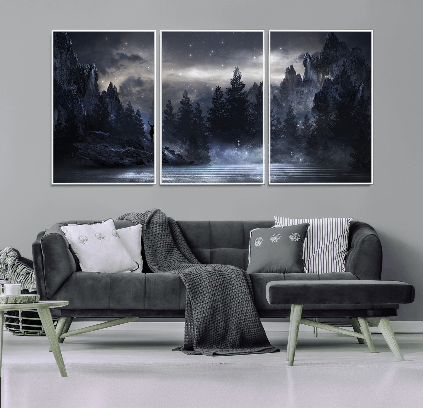 MGV-FC-60X30-3P - Night Landscape and Trees Wall Art Canvas Print