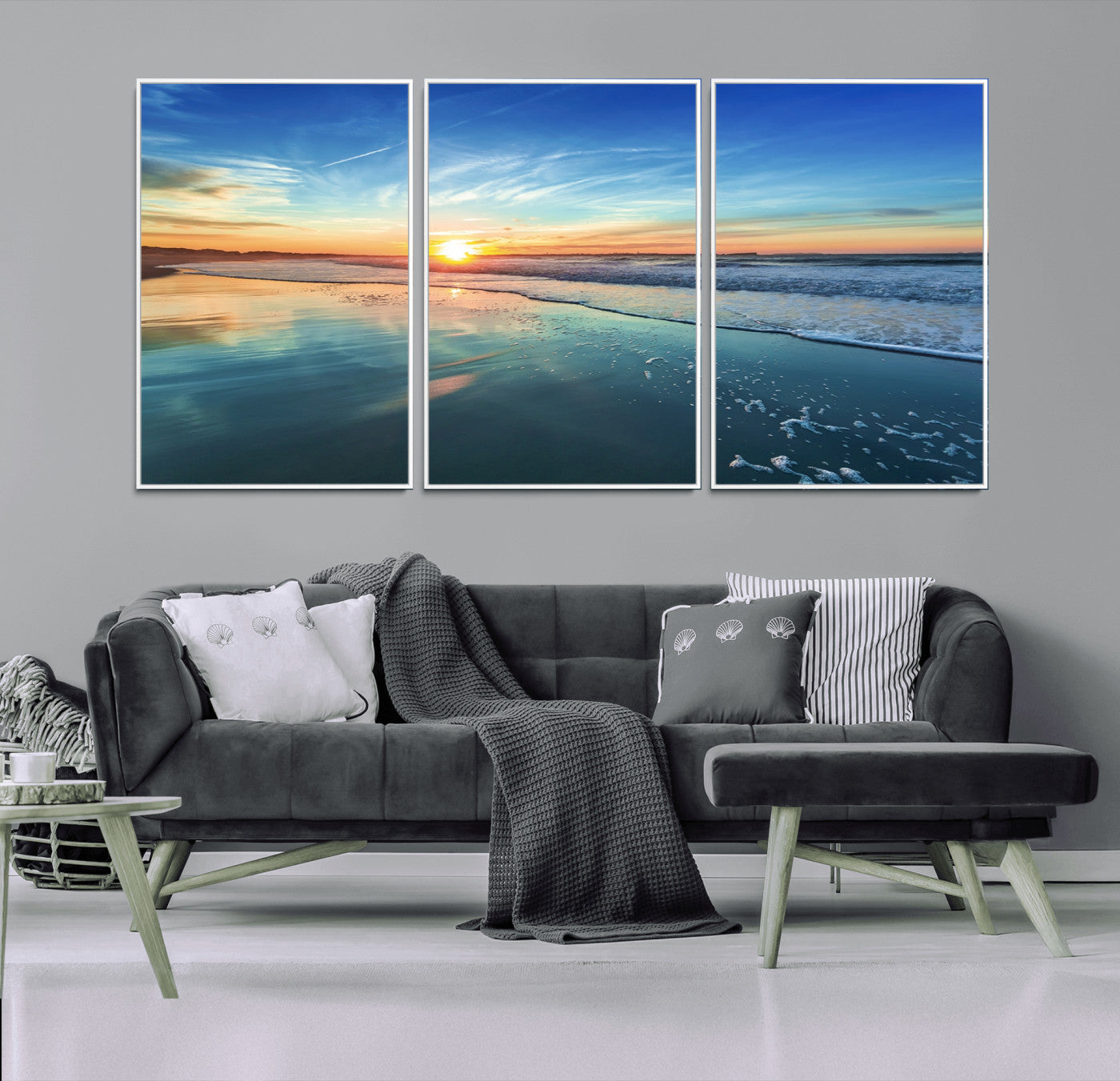 MGV-FC-60X30-3P - Blue Sky and Beach Wall Art Canvas Print