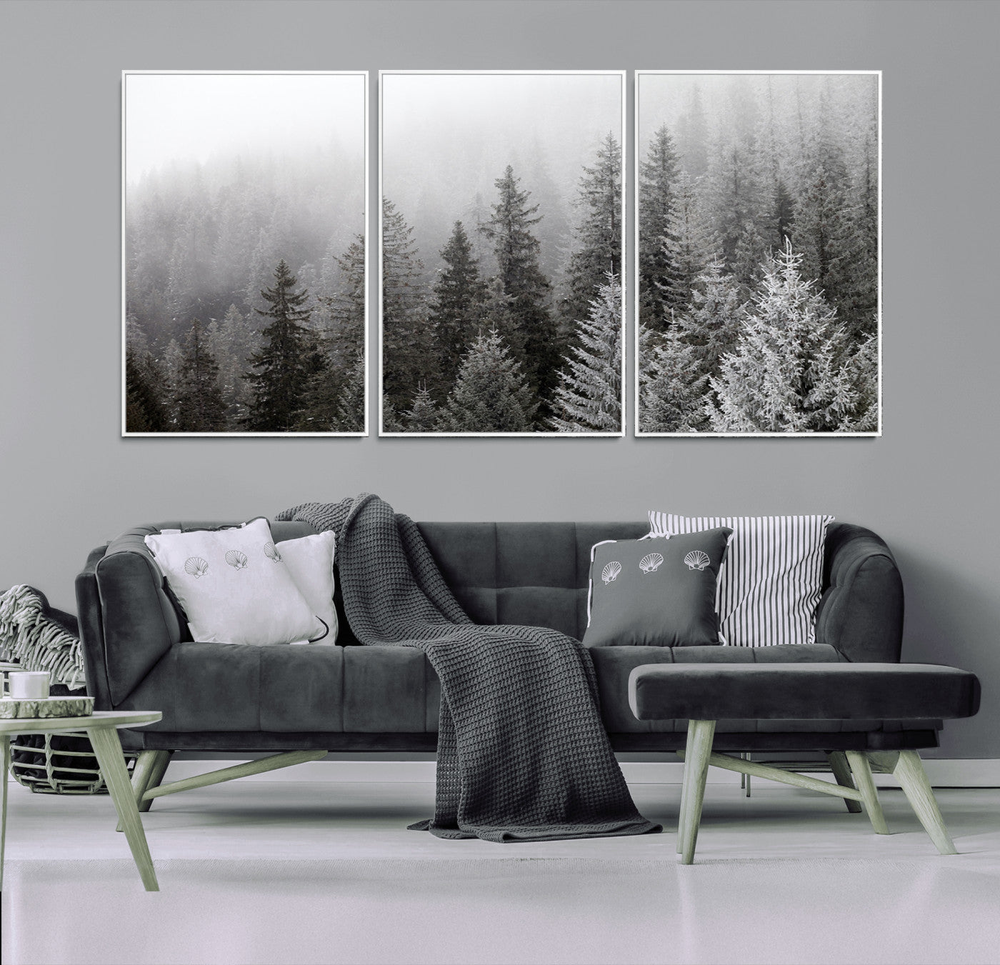 20552-MGV-CV-36X24-Big Foggy Forest and Misty Trees Forest Wall Art Canvas Print