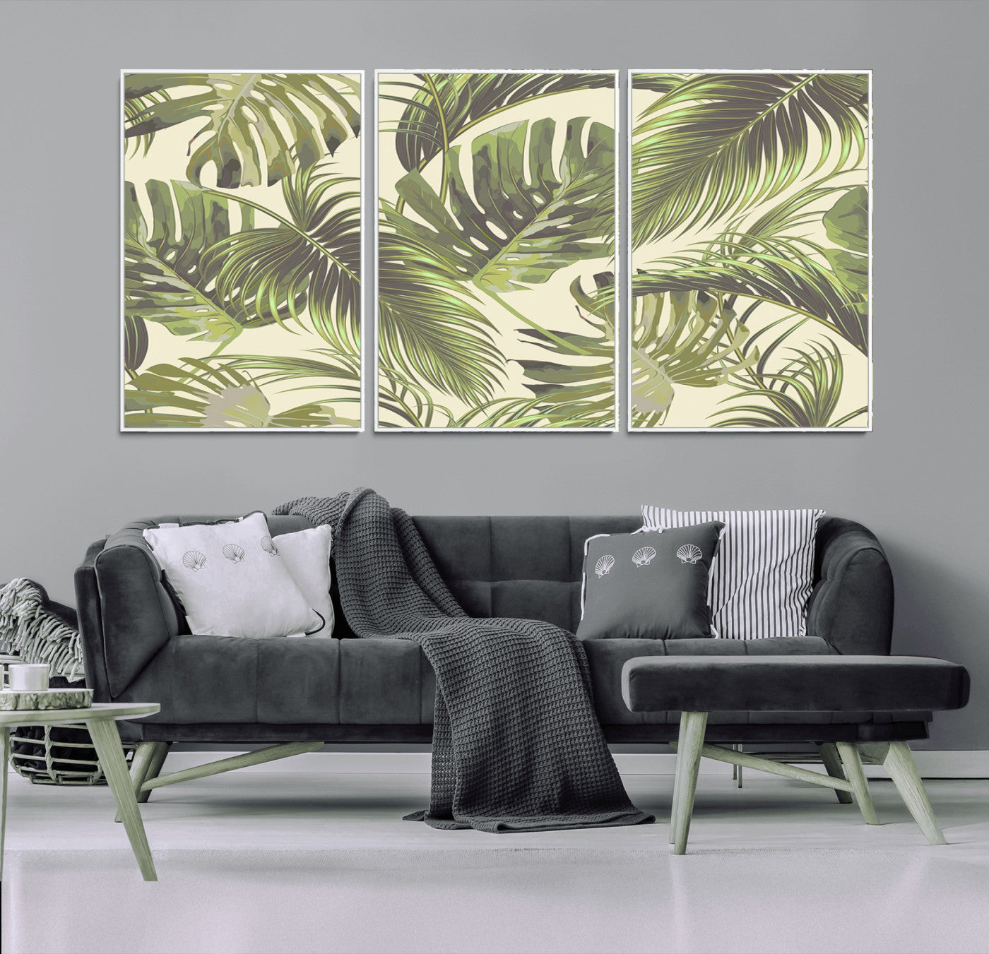 27339-MGV-FC-60X30-3P_White-Palm Leaves Canvas Print