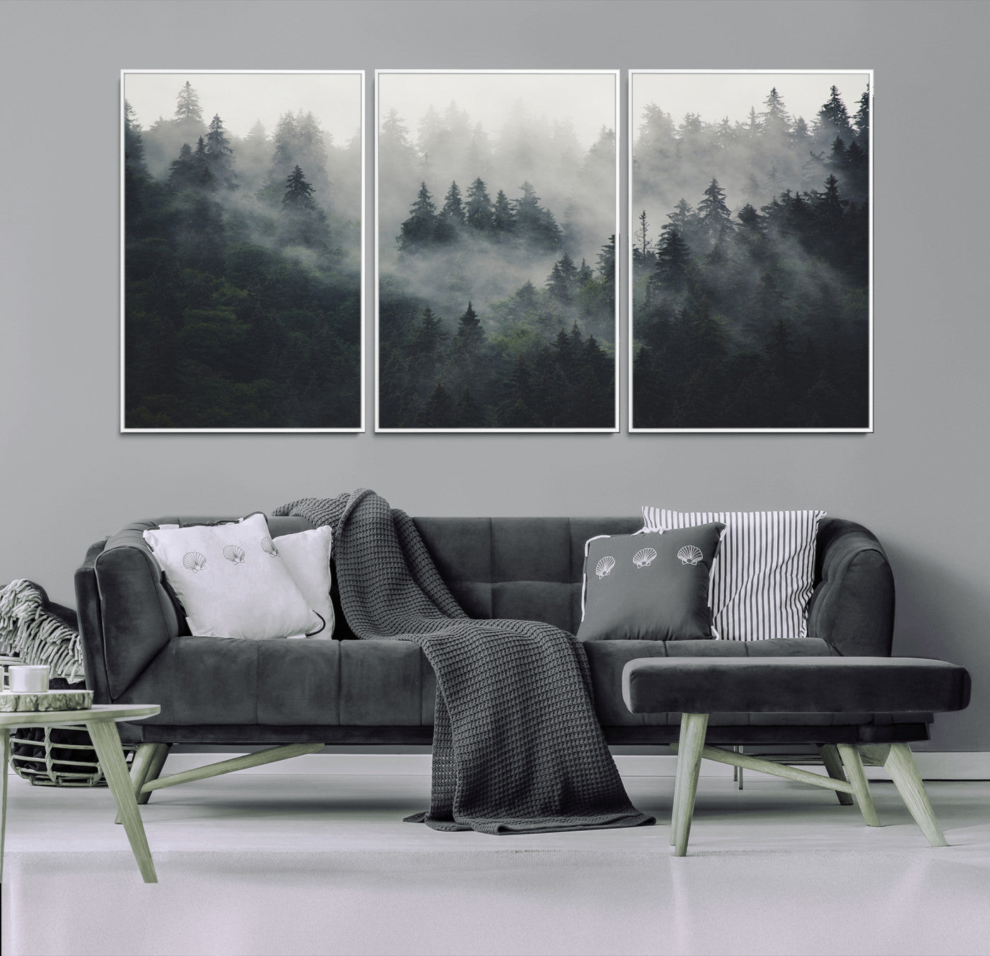 MGV-FC-60X30-3P - Nature Wall Decor - Serene Triptych Nature Print – Woodland Landscape Decor for Living Room or