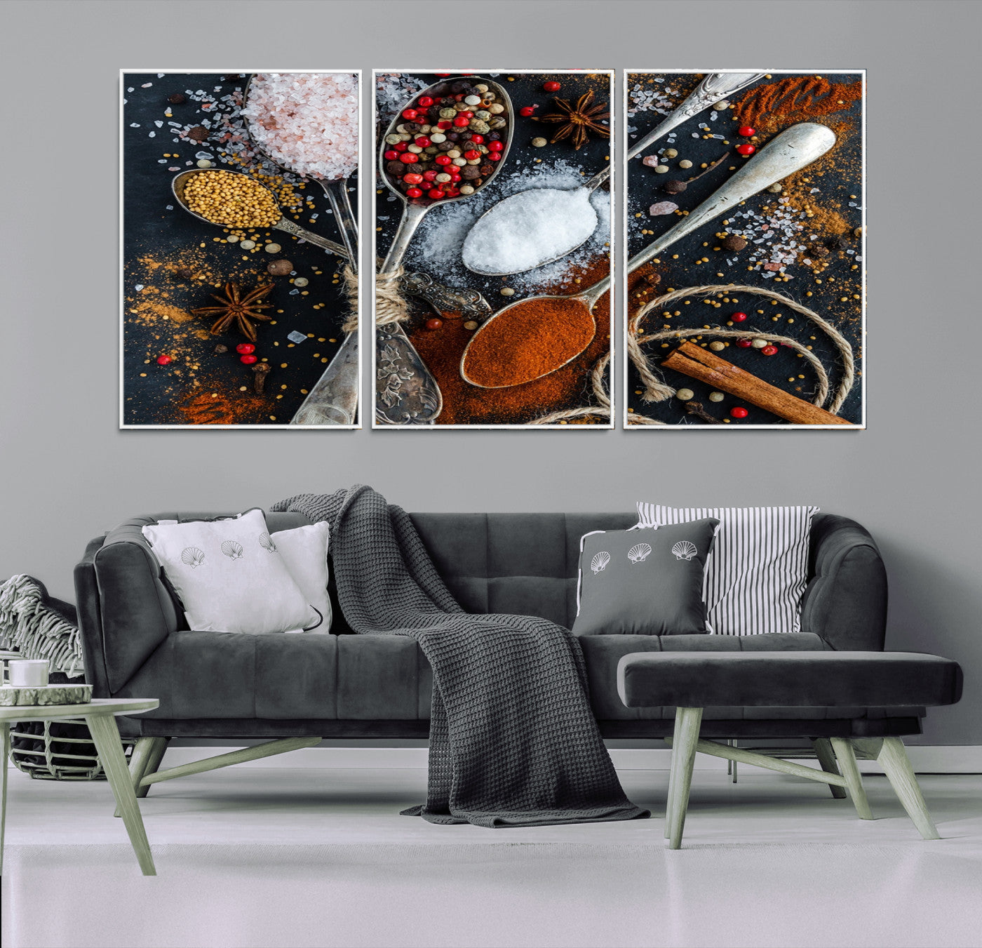 88449-MGV-CV-36X24-Spices and Seasonings Canvas Wall Art – Colorful Triptych Kitchen Decor – Culinary Art for Dining