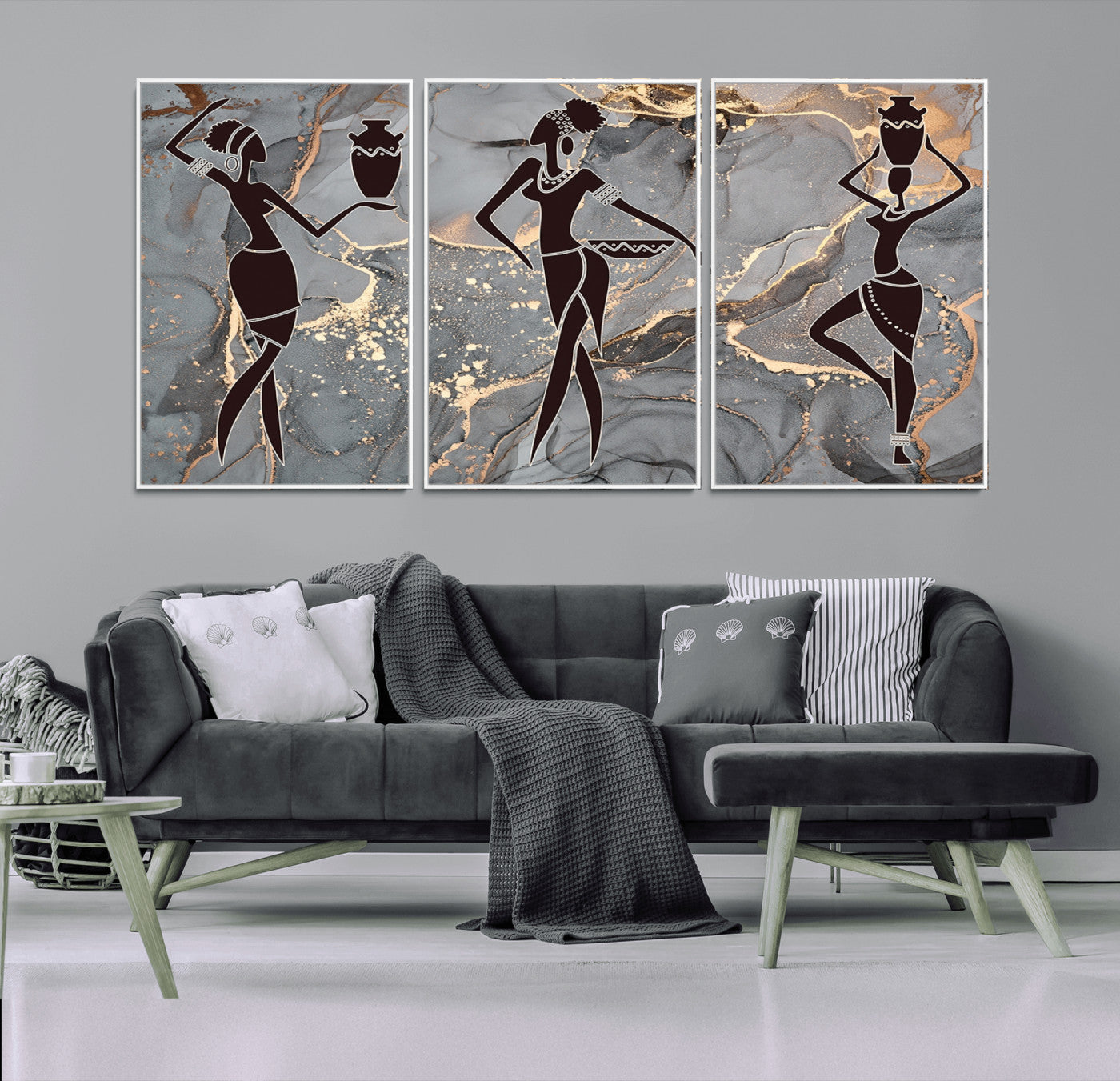 MGV-FC-60X30-3P - Abstract African Womens Art Canvas Print