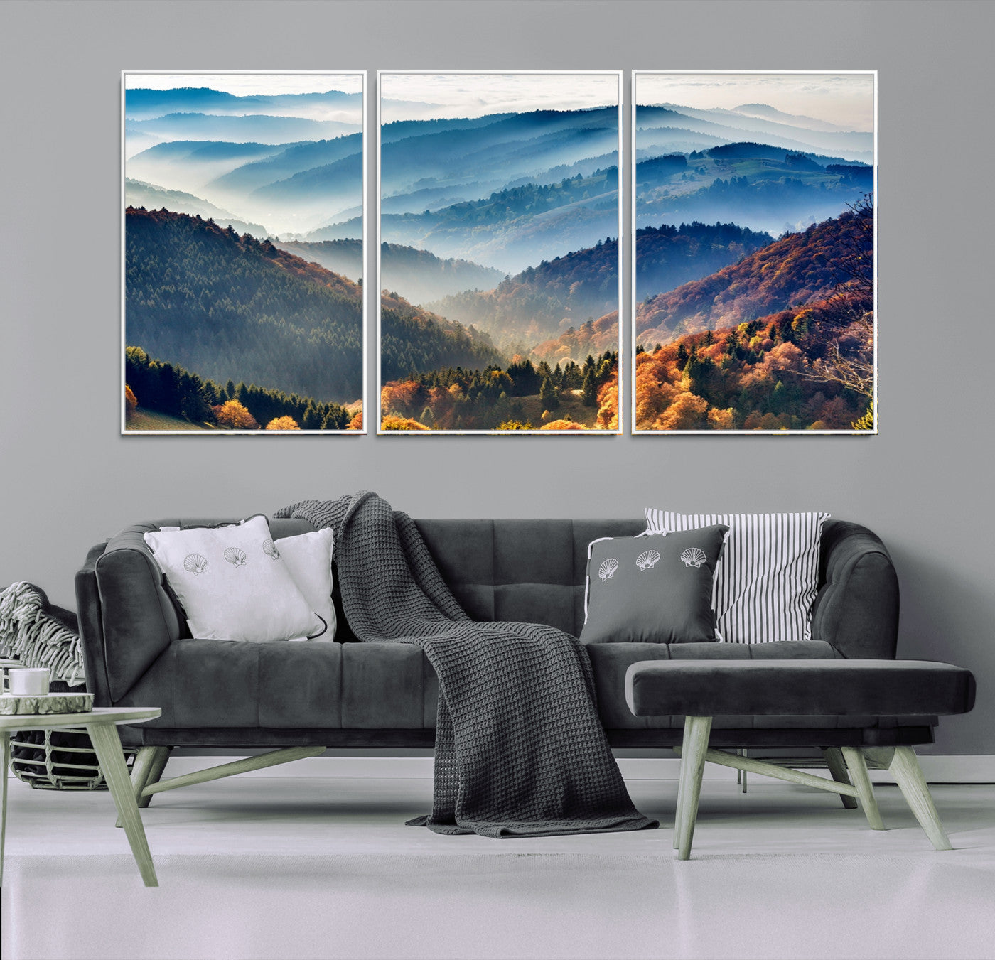 MGV-FC-60X30-3P - Mountains Forest Autumn Wall Art Canvas Print