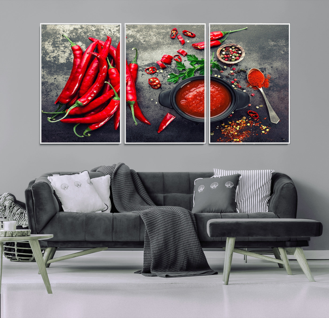 10860-MGV-CV-36X24-Red Chili Peppers Wall Art Kitchen Artwork Canvas Print