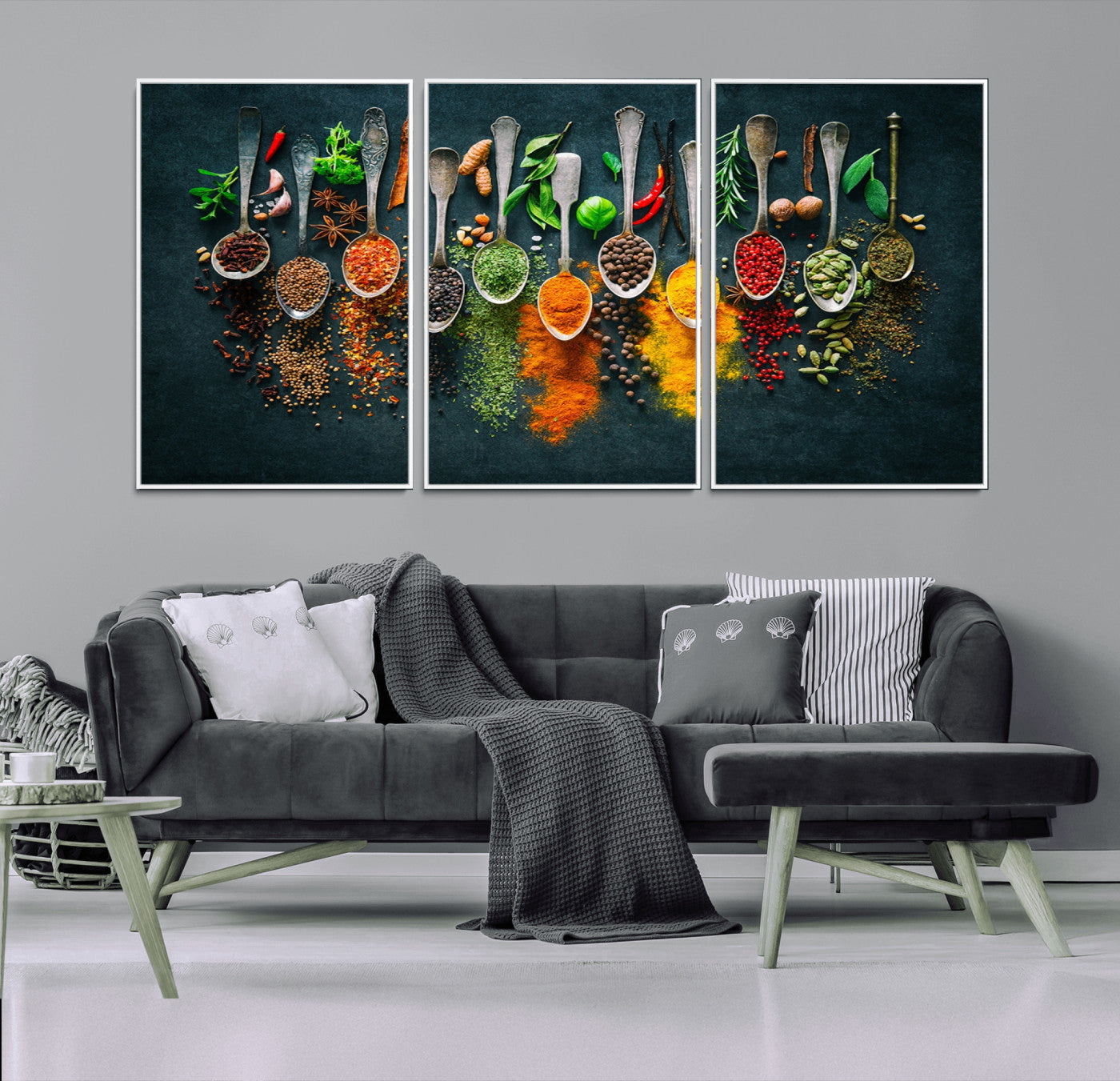 52202-MGV-CV-36X24-Colorful Spices Canvas Wall Art – Vibrant Kitchen Decor Triptych – Culinary Art Print for Dining