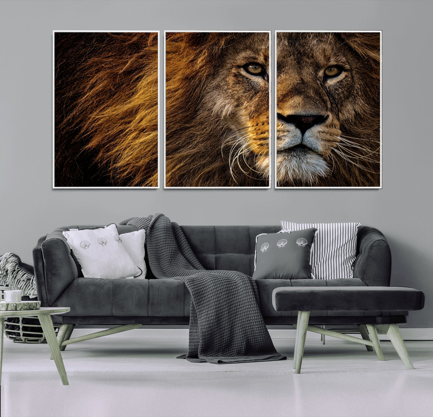 98665-MGV-CV-36X24-Mighty Lion Wall Art Canvas Print – Majestic Animal Portrait Artwork for Home, Office, Living Room, Guest Room