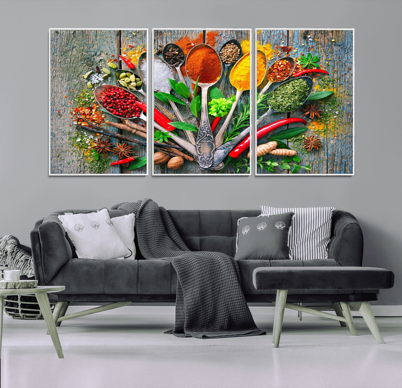 -Kitchen Wall Art Print - Spoonful of Spices Cooking Wall Art Canvas Print - Vibrant Kitchen Decor