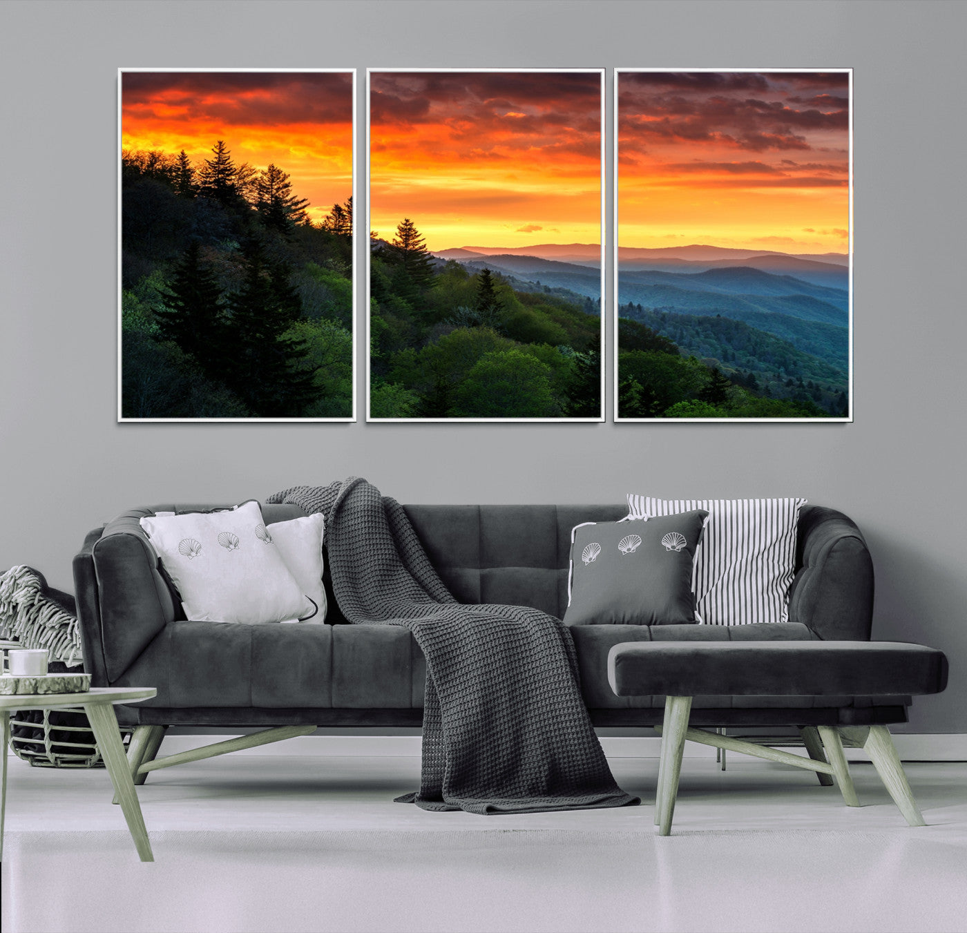 MGV-FC-60X30-3P - Forest Landscape Wall Art Sunset Canvas, Forest Sunset Canvas Print
