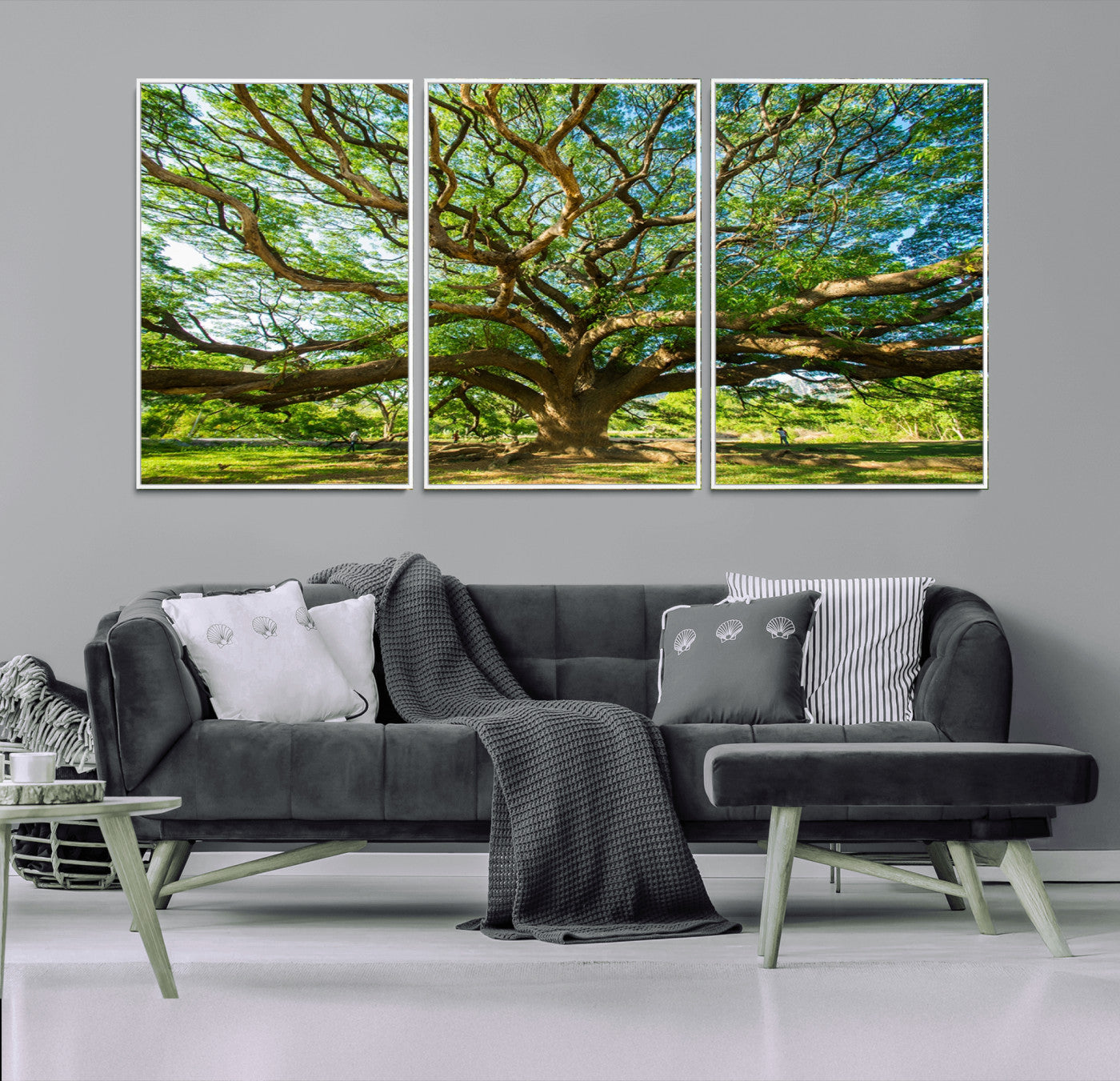 MGV-FC-60X30-3P - Angel Oak Tree Wall Art | Oak Canvas Print | Multi Panel Landscape Wall Art | Ready to Hang Wall Art