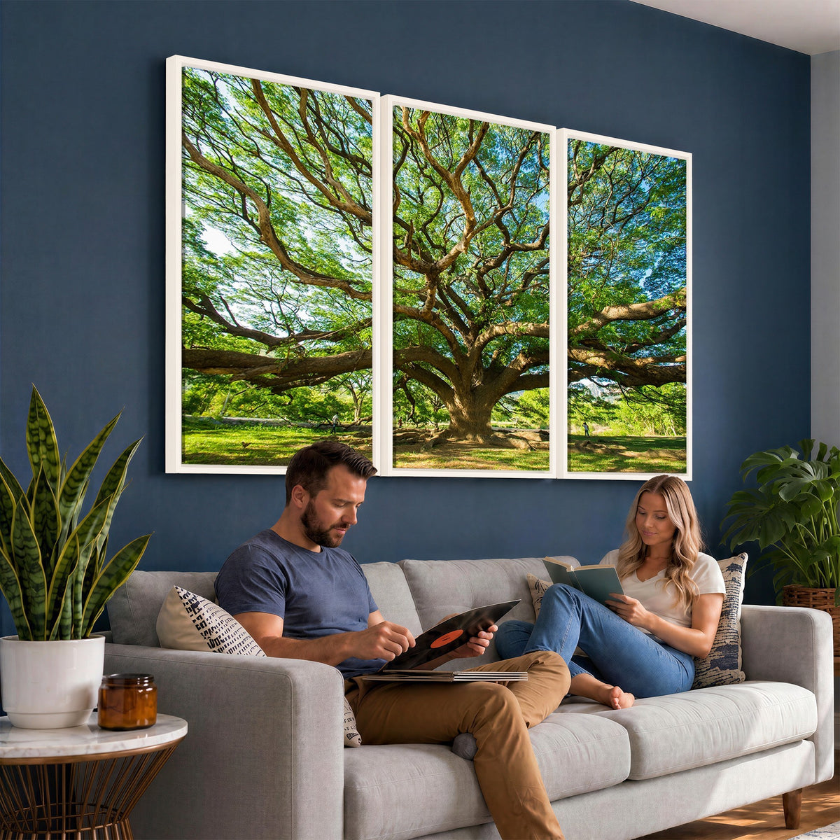 70569-MGV-CV-24X16 - Majestic Oak Tree Wall Art | Serene Nature Canvas Print with Spreading Branches