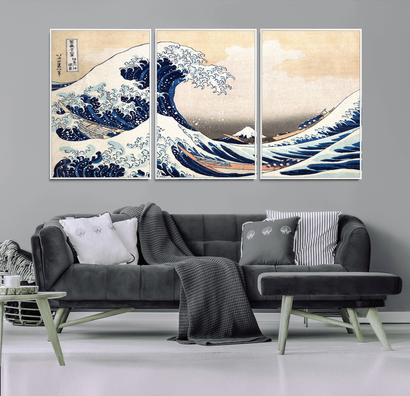MGV-FC-60X30-3P - Wall Art Kanagawa Canvas Artwork Abstract Print