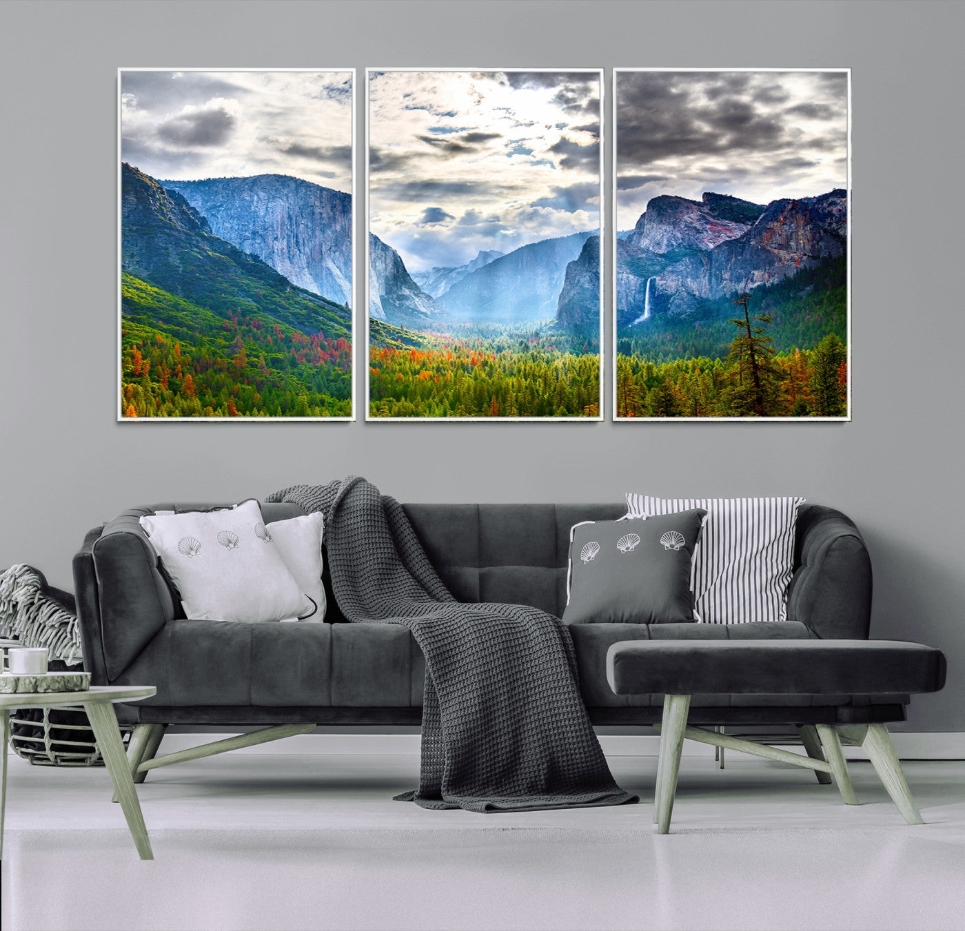MGV-FC-60X30-3P - Yosemite Park Half Dome 3 Panel Canvas Print | Large Giclée Landscape Wall Art for Living Room,