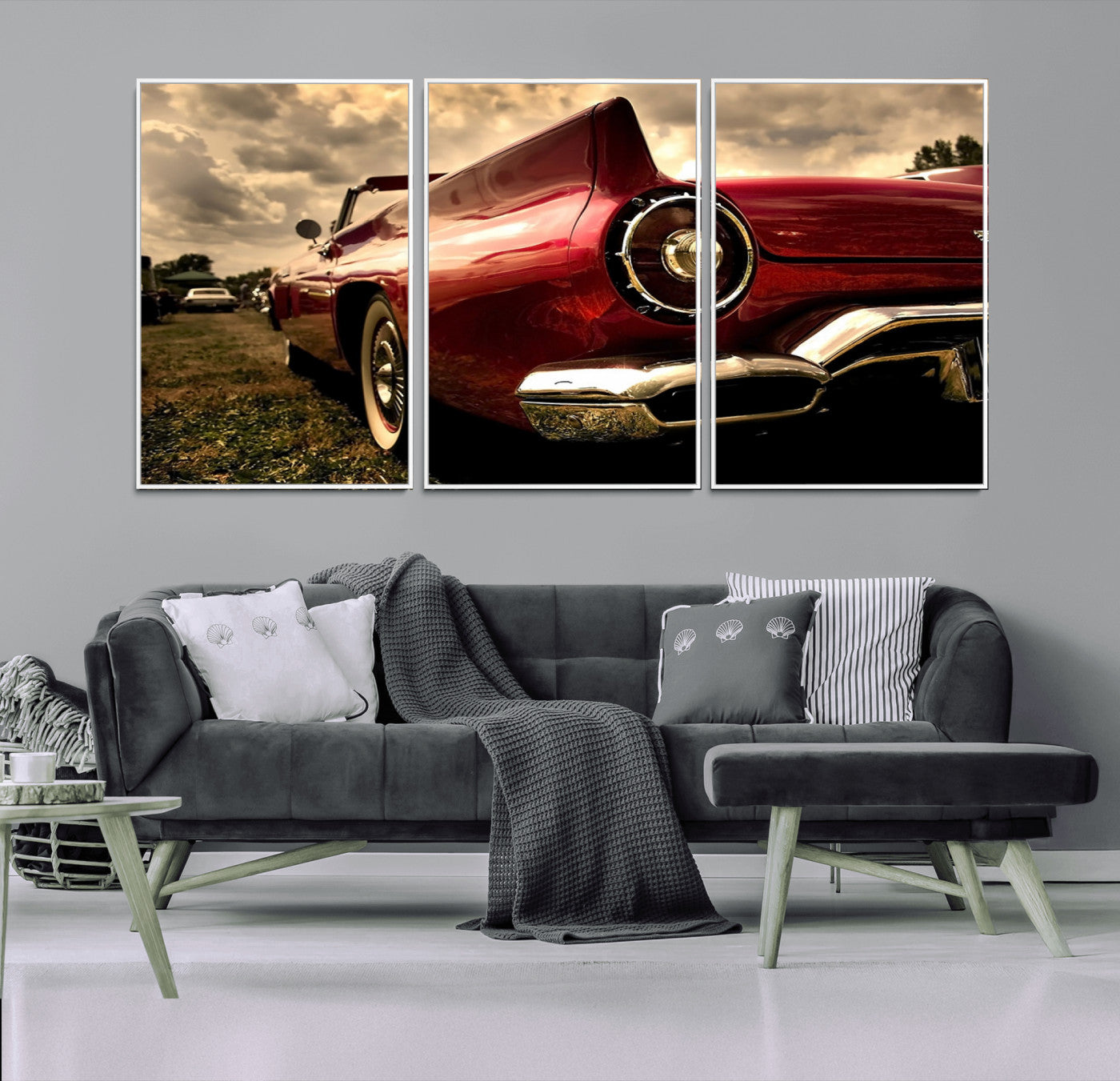 60259-MGV-CV-36X24-Red Classic Car Wall Art Canvas Print