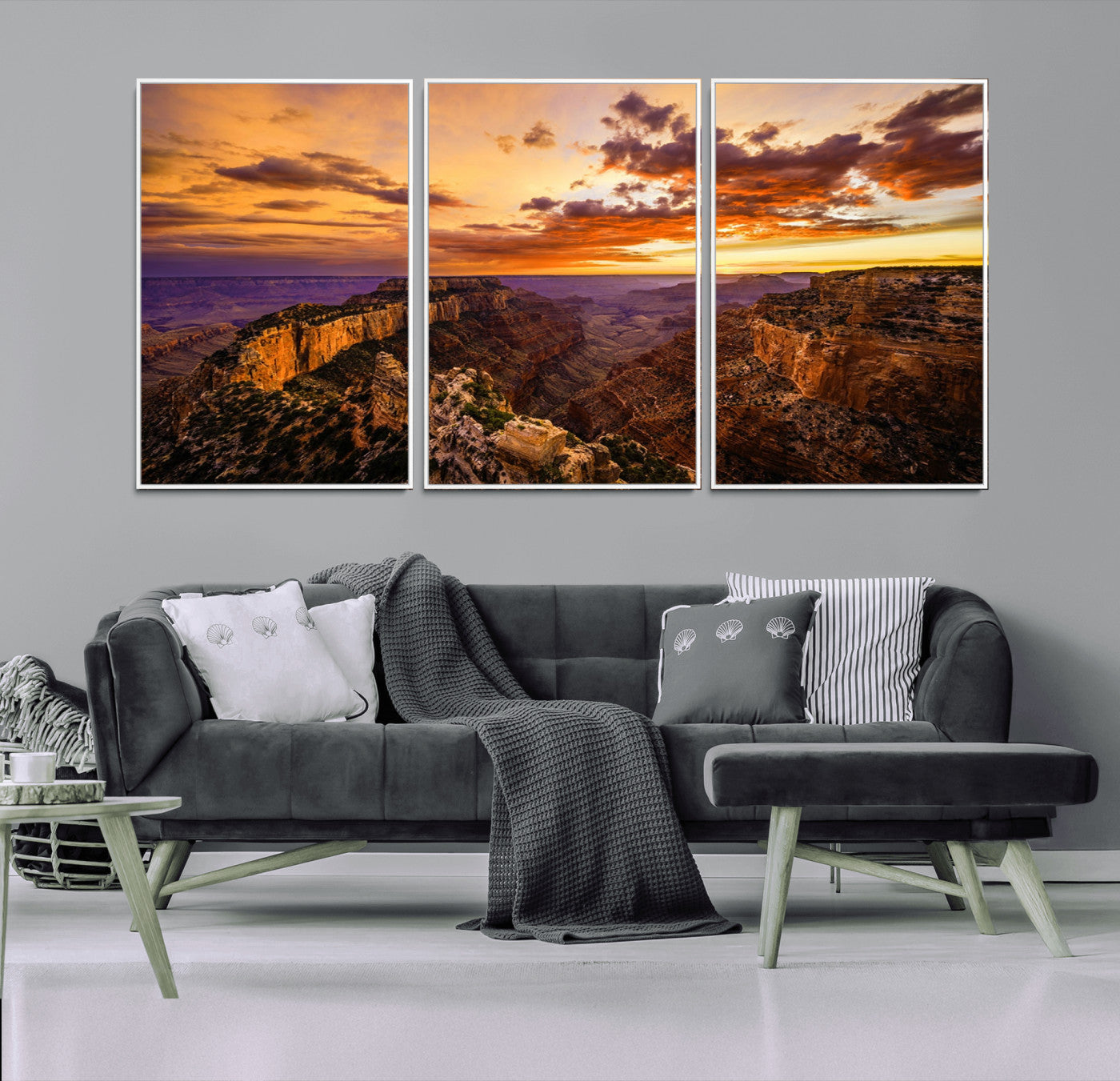 MGV-FC-60X30-3P - Mesmerizing Sunset from Grand Canyon Nal Park Wall Art, Grand Canyon Canvas Print