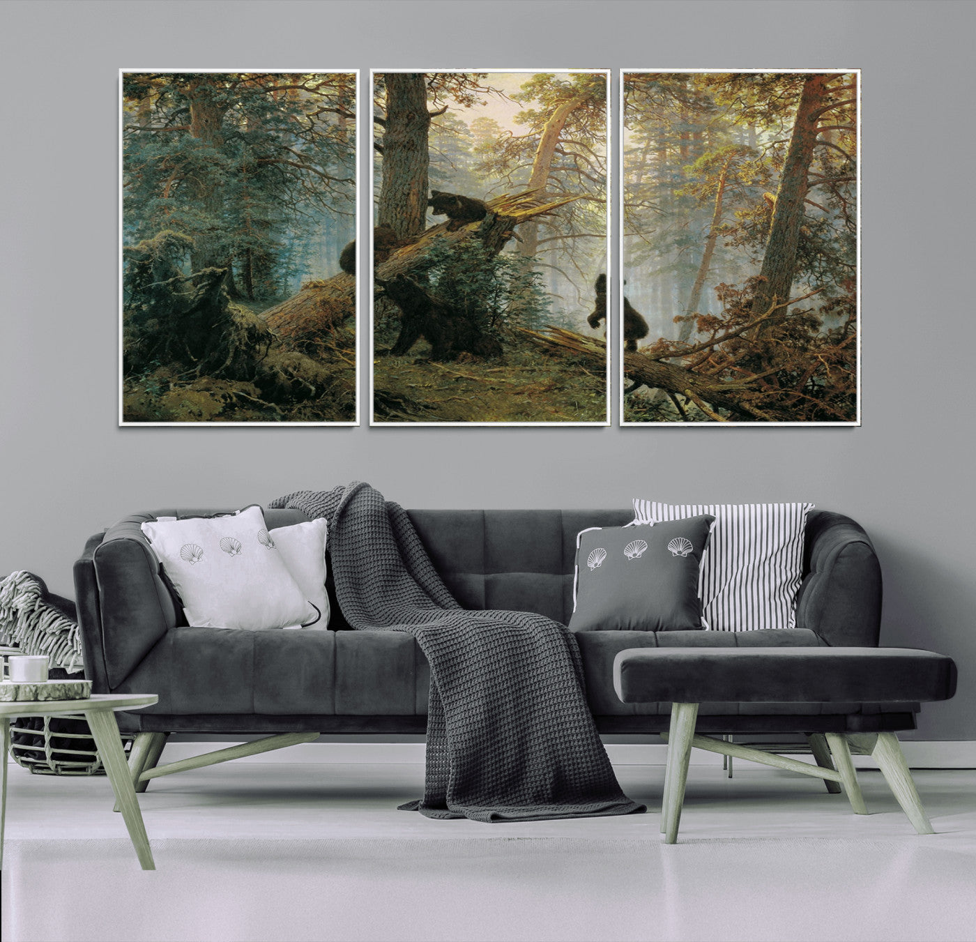 14144-MGV-CV-36X24-Baby Bears in Forest Wall Art Canvas Print