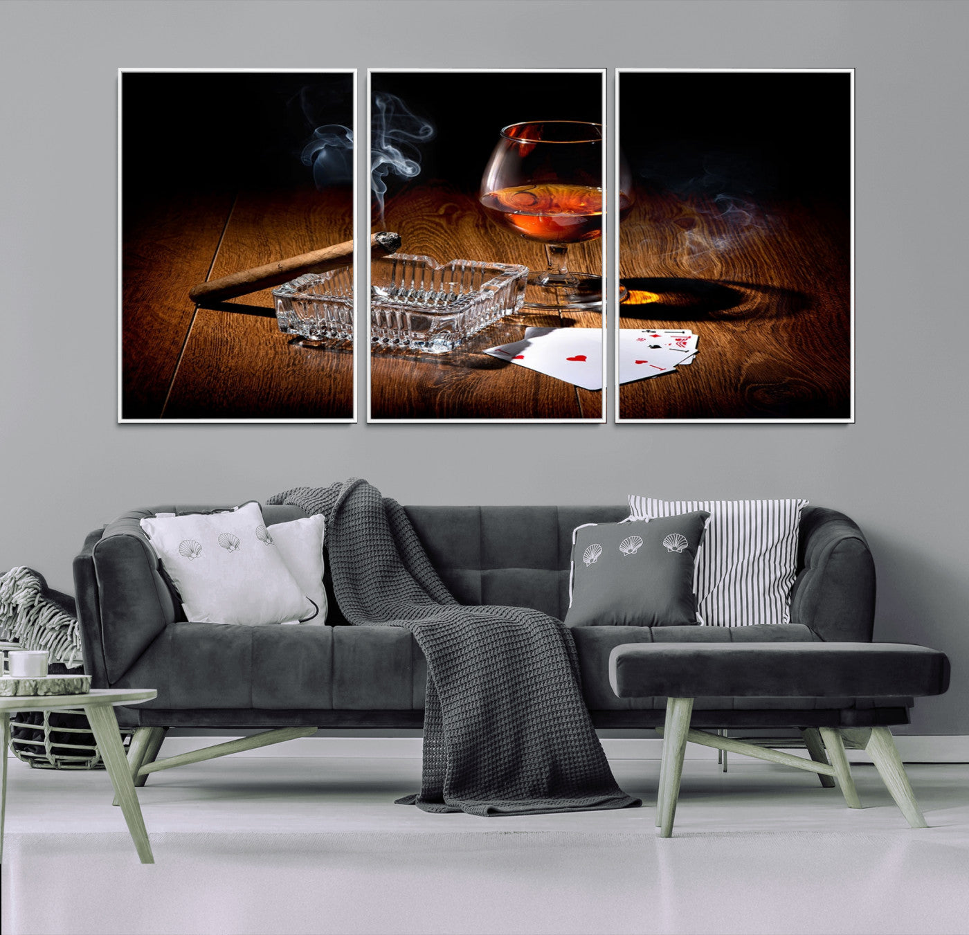 65720-MGV-CV-36X24-Whiskey Cigar Wall Art Canvas Print Kitchen Wall