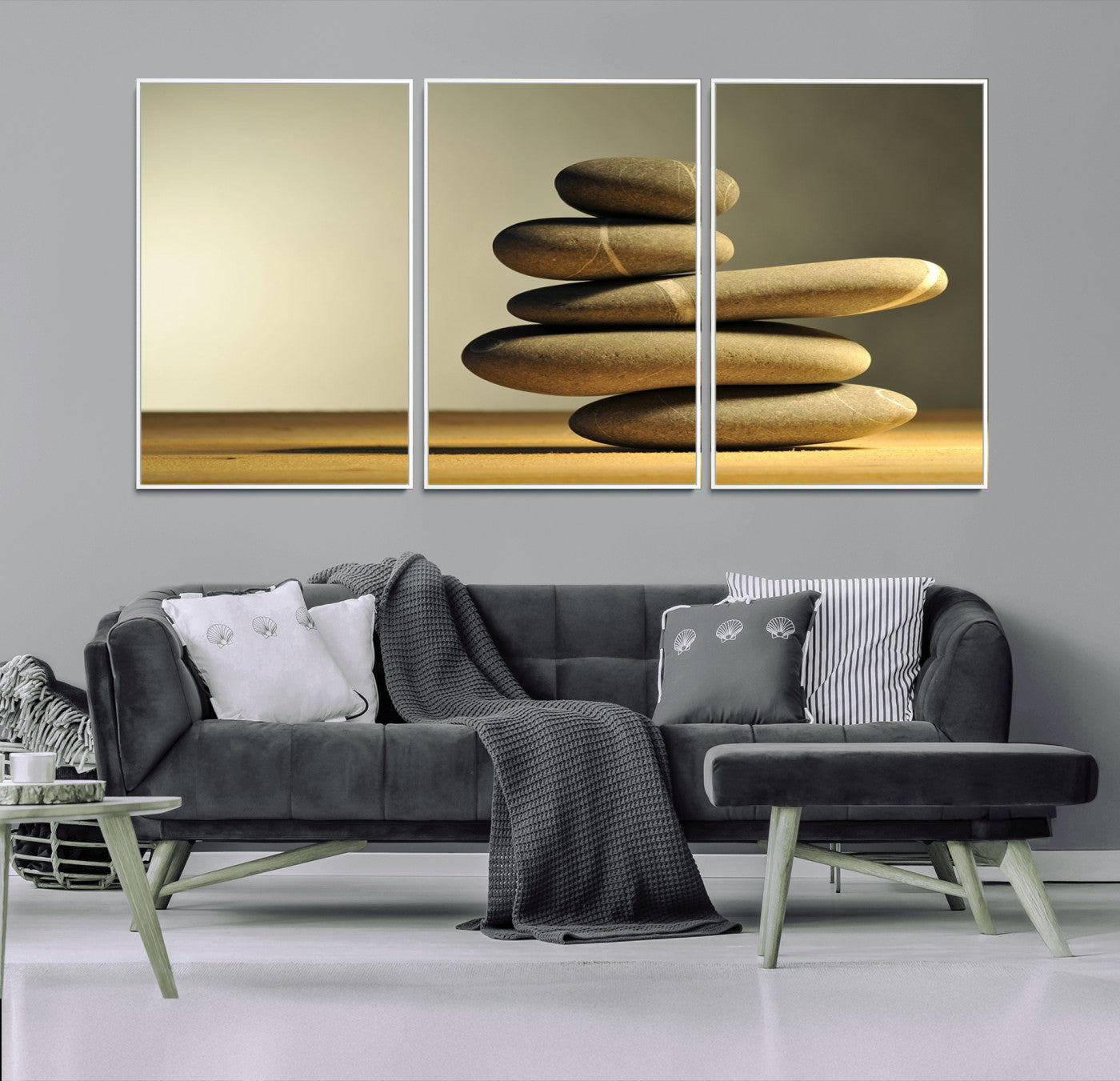 90045-MGV-CV-36X24-Fluvial Zen Stones Canvas Wall Art Print
