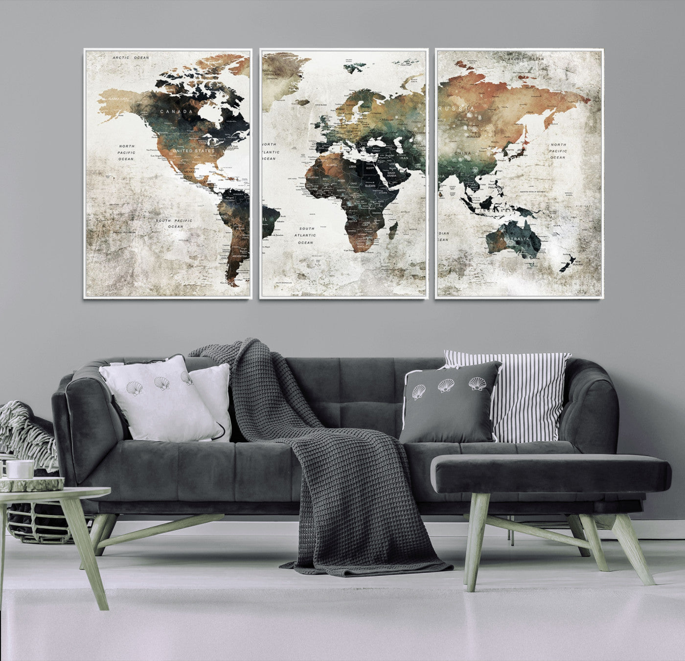 19444-MGV-CV-36X24-Push Pin World Map Canvas Print – Travel Tracker Wall Art for Couples, Perfect Anniversary Gift for Home or Office Decor