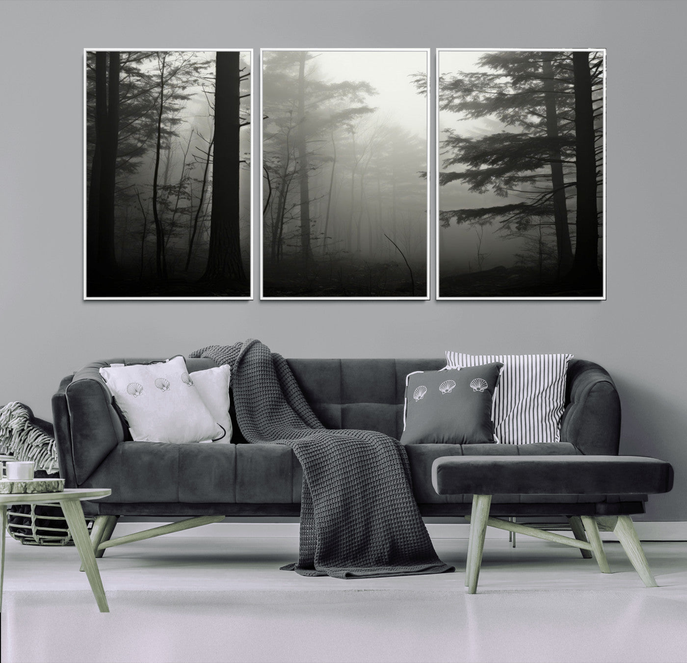 63515-MGV-CV-36X24-Misty Forest Wall Art Premium Canvas Print a Foggy and Serene Atmosphere - Nature Wall Art