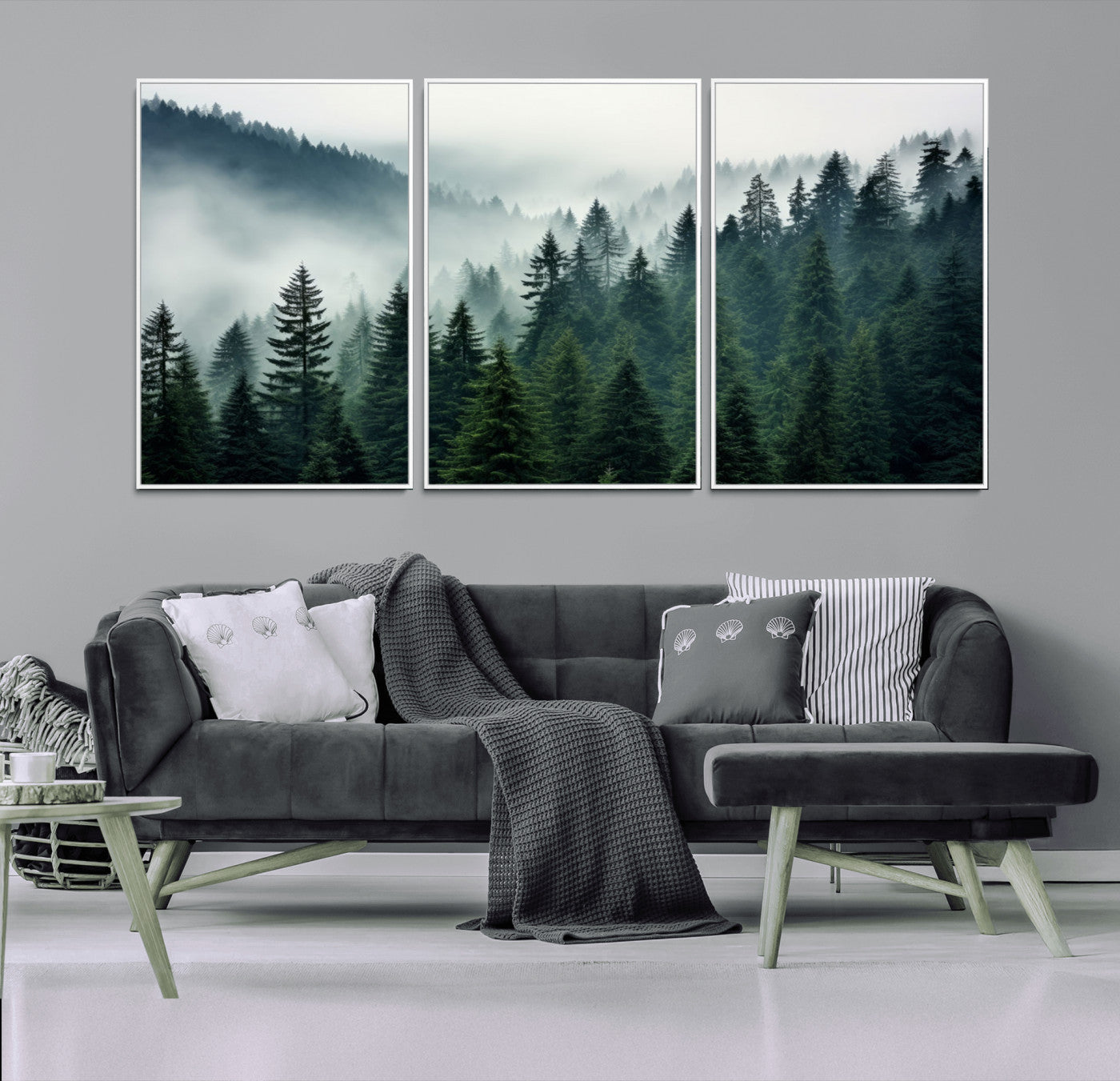 63262-MGV-CV-36X24-Captivating Misty Forest Wall Art Premium Canvas Print, Foggy and Serene Atmosphere Canvas Print