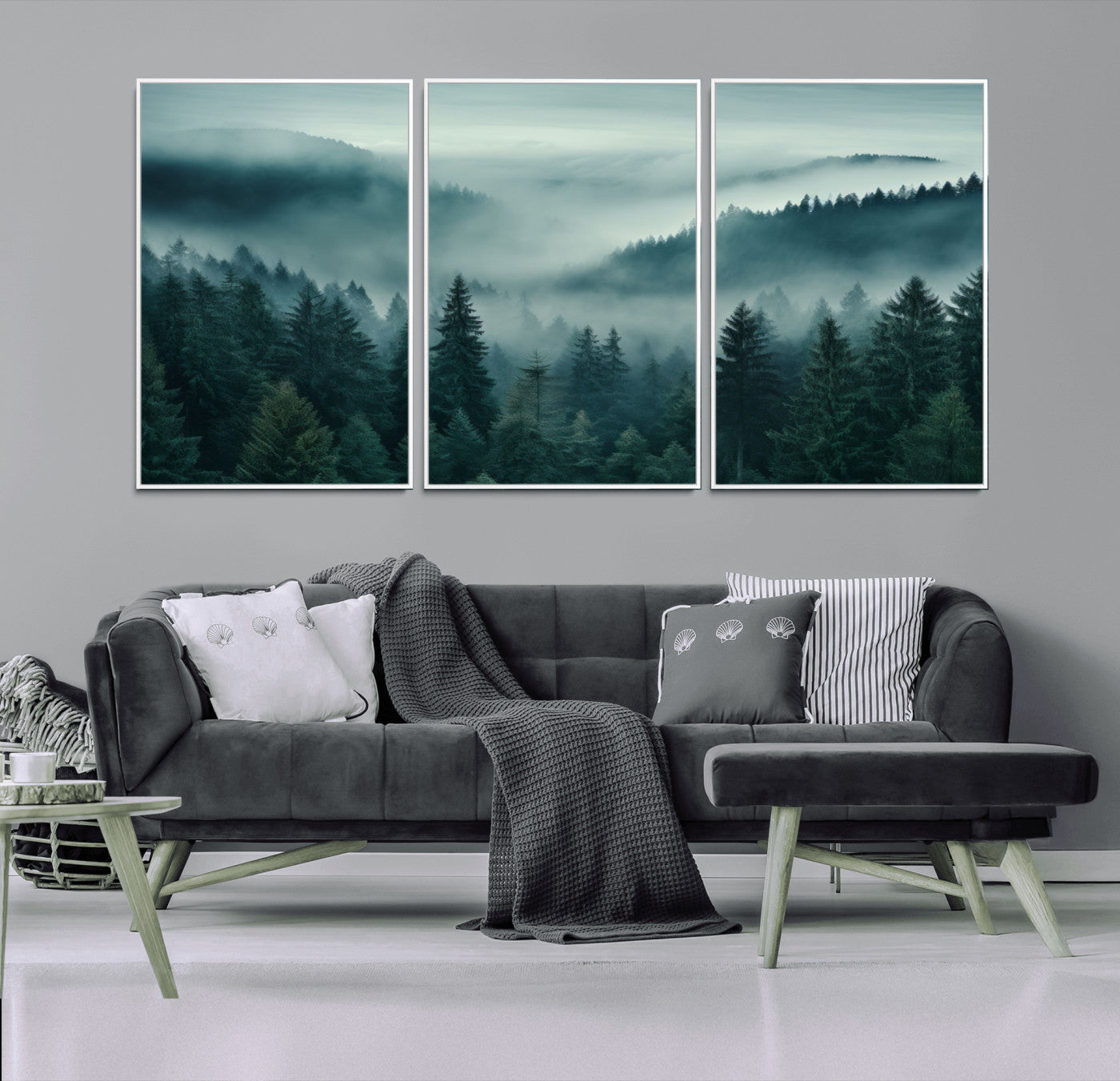 72040-MGV-CV-36X24-Captivating Misty Foggy Forest Wall Art Premium Canvas Print