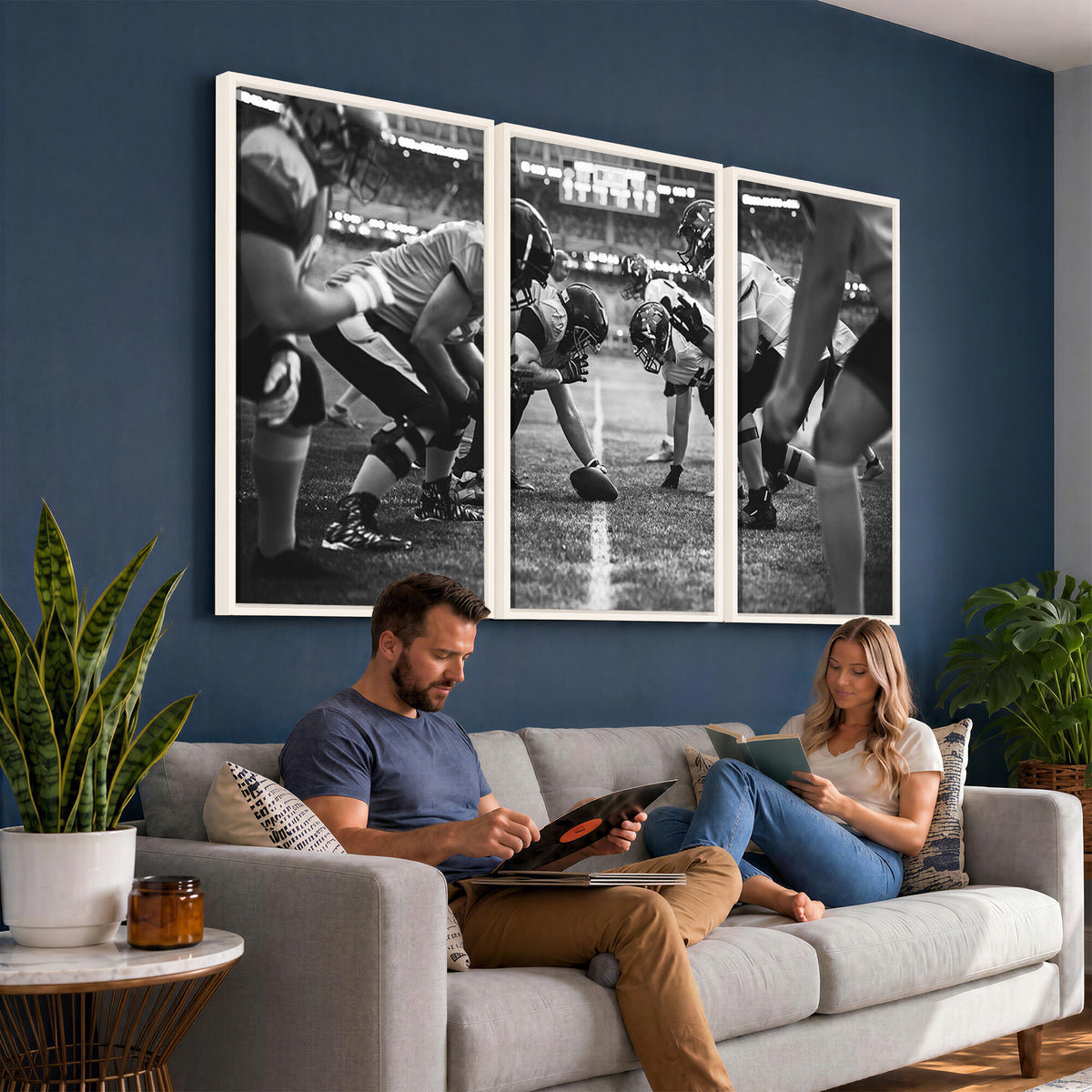 13273-MGV-CV-36X24 - American Football Wall Art Canvas Print Framed Stadium Sport