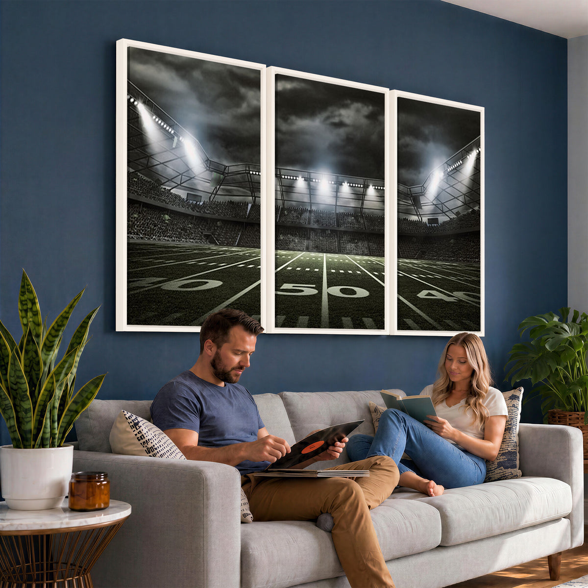 90107-MGV-CV-36X24 - American Football Stadium Wall Art Canvas Print, Stadium Sport Wall Art Print