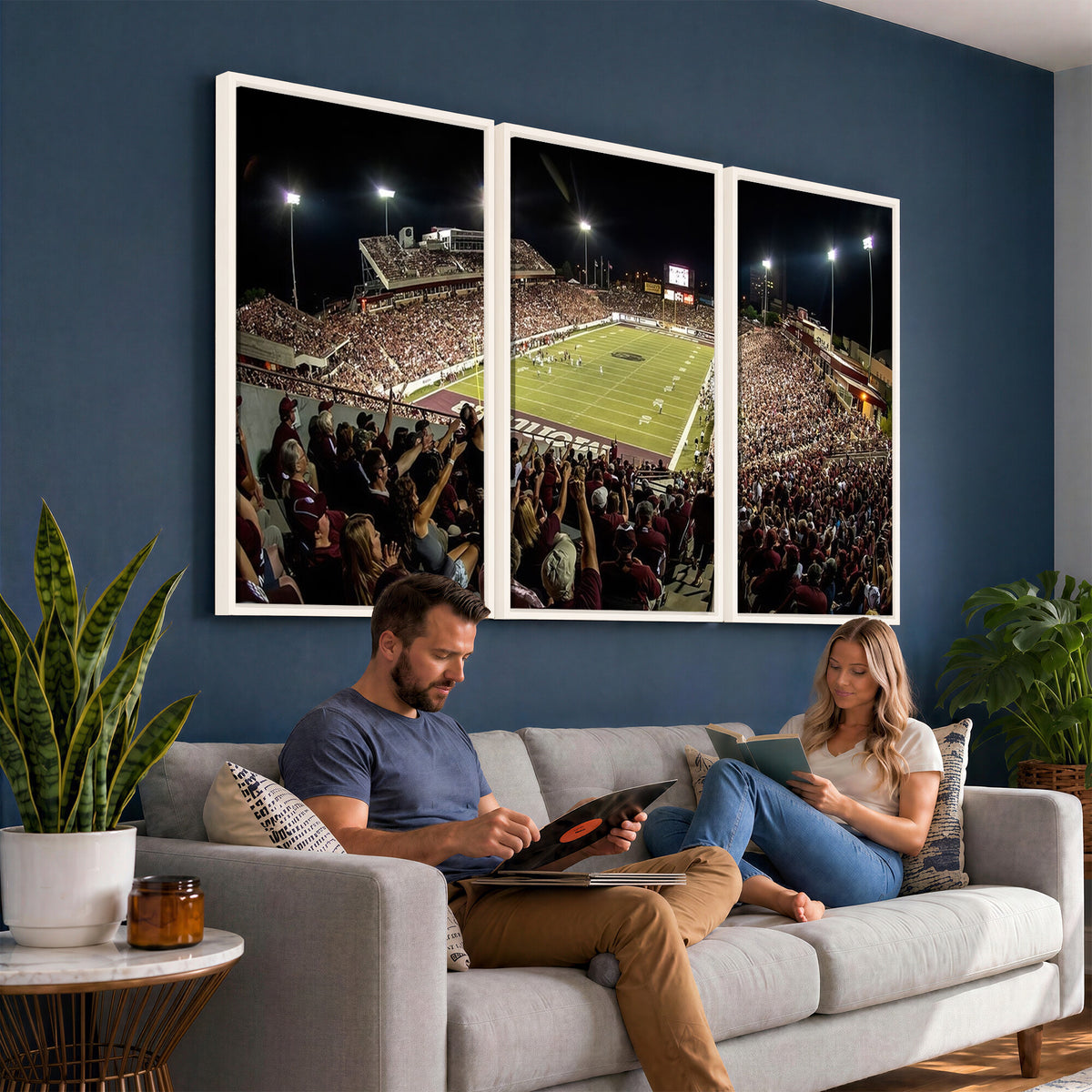 94126-MGV-CV-36X24 - Washington-Grizzly Stadium Canvas Wall Art | Exciting Game Night Atmosphere in Panoramic View