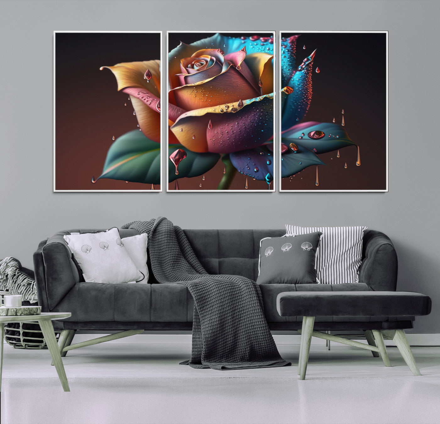 MGV-FC-60X30-3P - Abstract Rose Wall Art Canvas Print