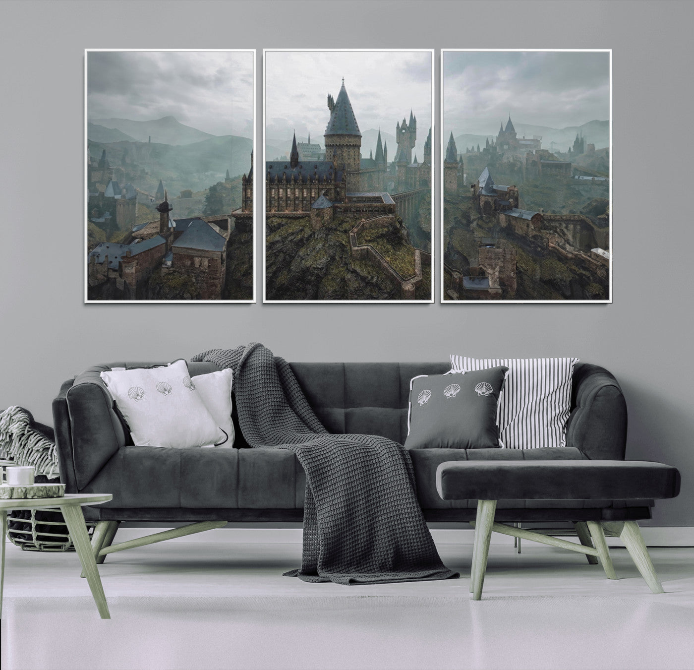 MGV-FC-60X30-3P - Disney Castle Wall Art Canvas Print, Living Kids Home Room Decor Art Print