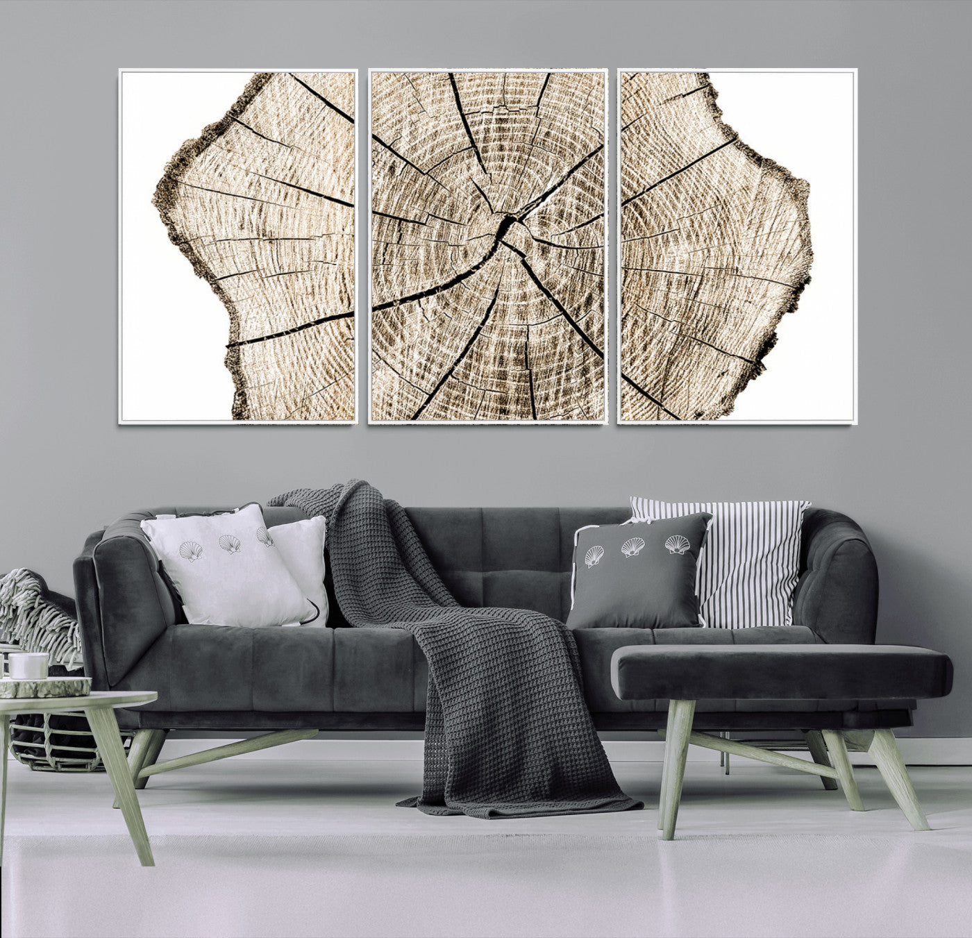 12450-MGV-CV-36X24-Abstract Wood Tree Ring Wall Art - Ready to Hang Minimalist Wooden Design for Rustic & Contemporary