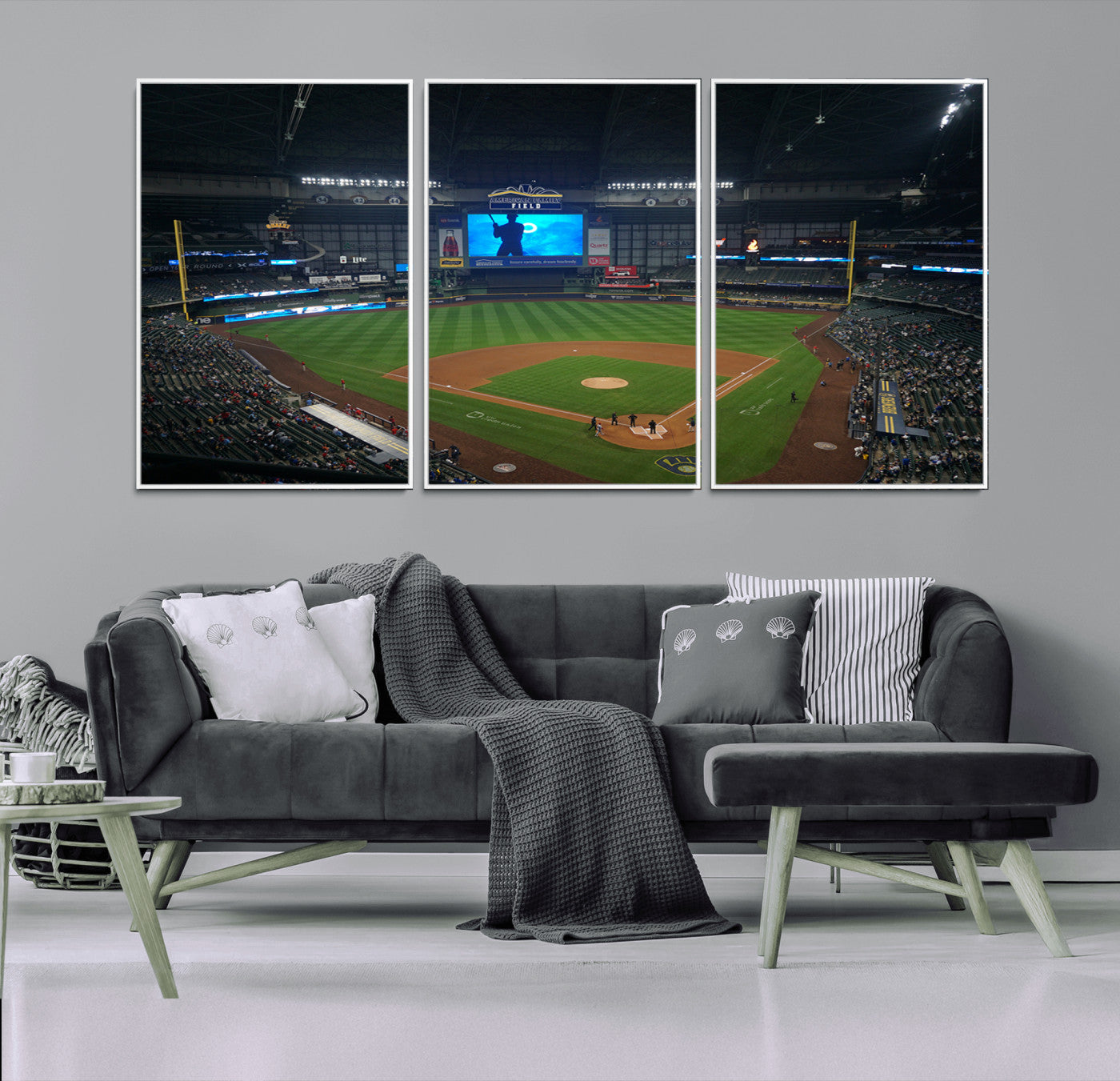 MGV-FC-60X30-3P - Milwaukee Brewers Baseball Art Print - American Family Field Stadium Wall Art Canvas Print