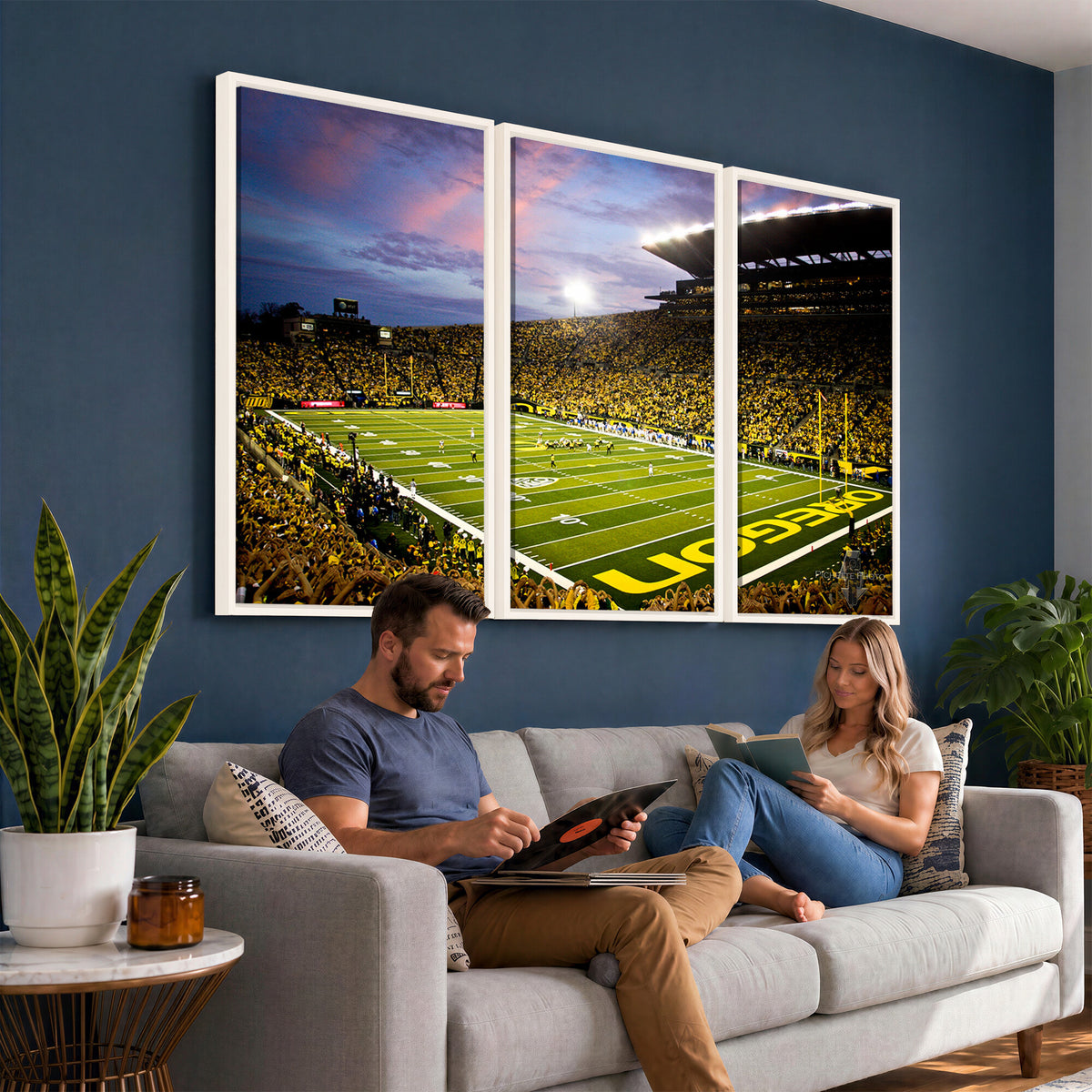 72017-MGV-CV-36X24 - University of Oregon Ducks Football Team Print, Eugene, Framed and Ready to Hang