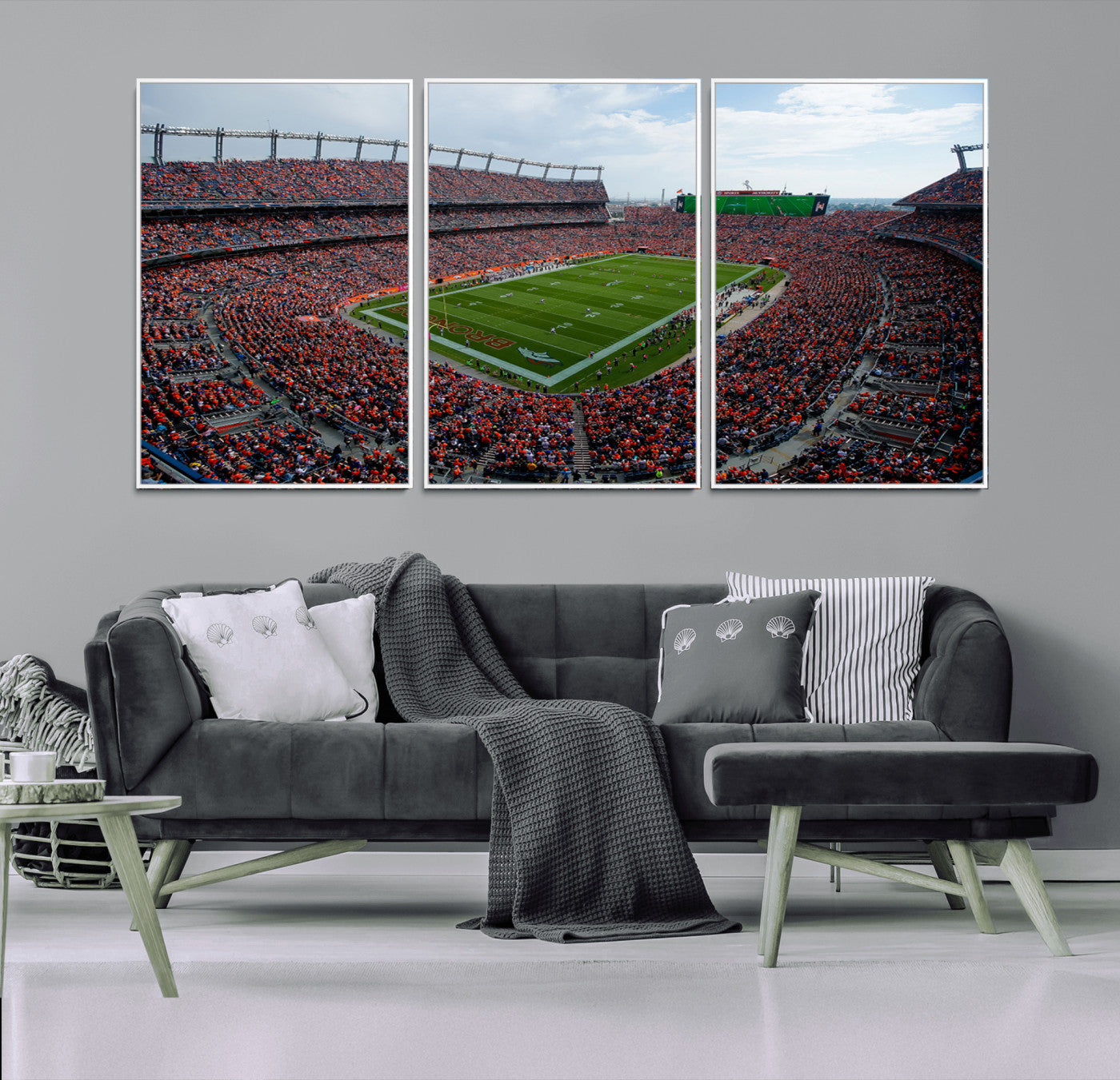 MGV-FC-60X30-3P - Denver Broncos Football Team Print - Empower Field Mile High Stadium Wall Art Canvas Print