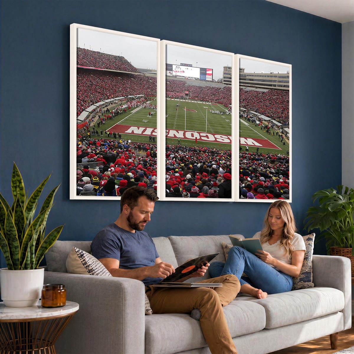 23461-MGV-CV-36X24 - Wisconsin Badgers Team Print Canvas, Madison Camp Randall Stadium Wall Art