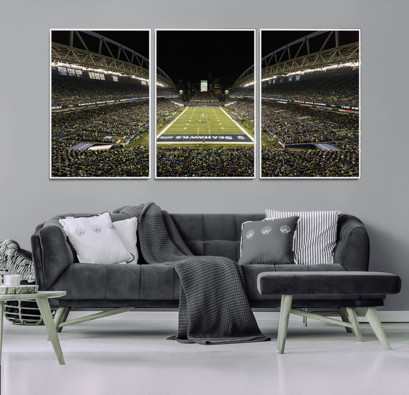 81900-MGV-FC-60X30-3P_White-Seattle Seahawks Football Team Print Wall Art - Seattle Century Link Field Stadium Wall Art Canvas