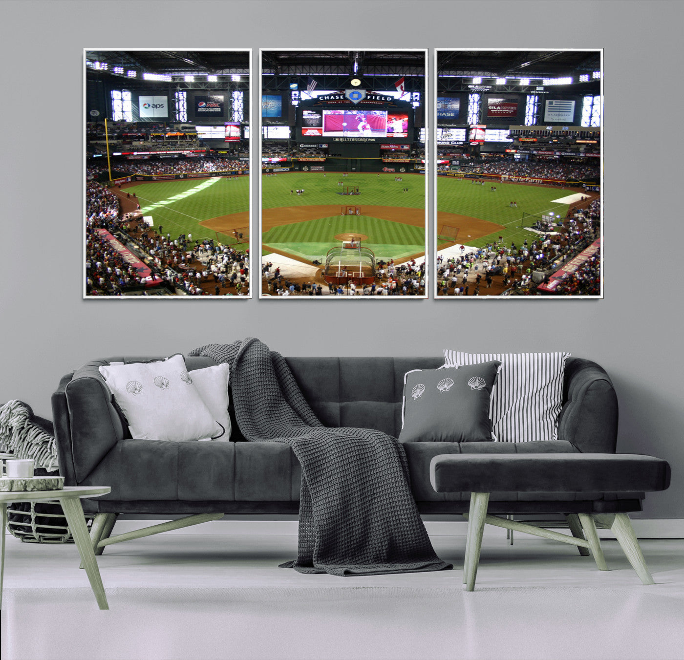 MGV-FC-60X30-3P - Arizona Diamondbacks Baseball Team Print - Phoenix Chase Field Baseball Stadium Wall Art Canvas