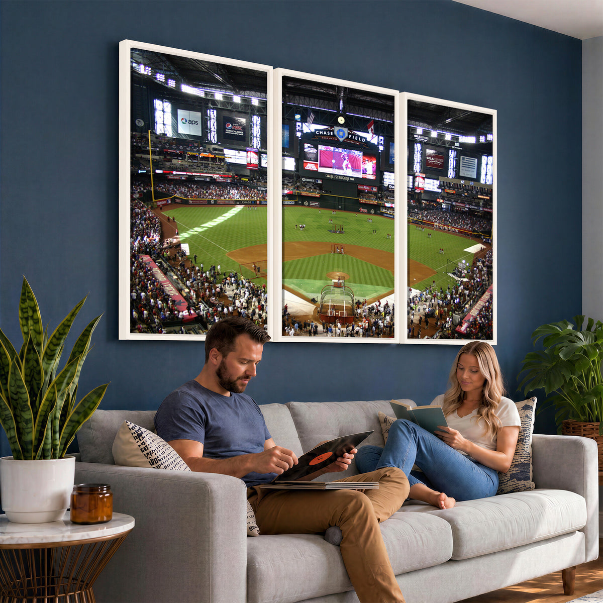 91630-MGV-CV-36X24 - Arizona Diamondbacks Baseball Team Print, Phoenix Chase Field Baseball Stadium Wall Art