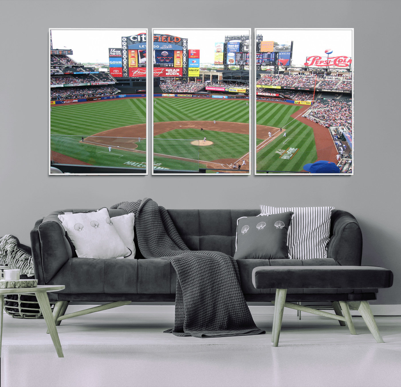 MGV-FC-60X30-3P - New York Mets Baseball Team Print - Citi Field Baseball Stadium Wall Art Canvas Print