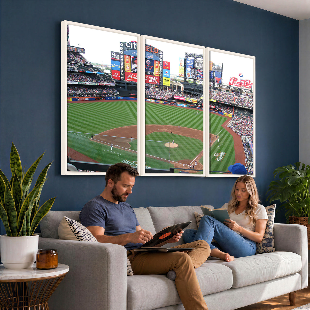 64829-MGV-CV-36X24 - New York Mets Baseball Team Print, Citi Field Baseball Stadium Wall Art