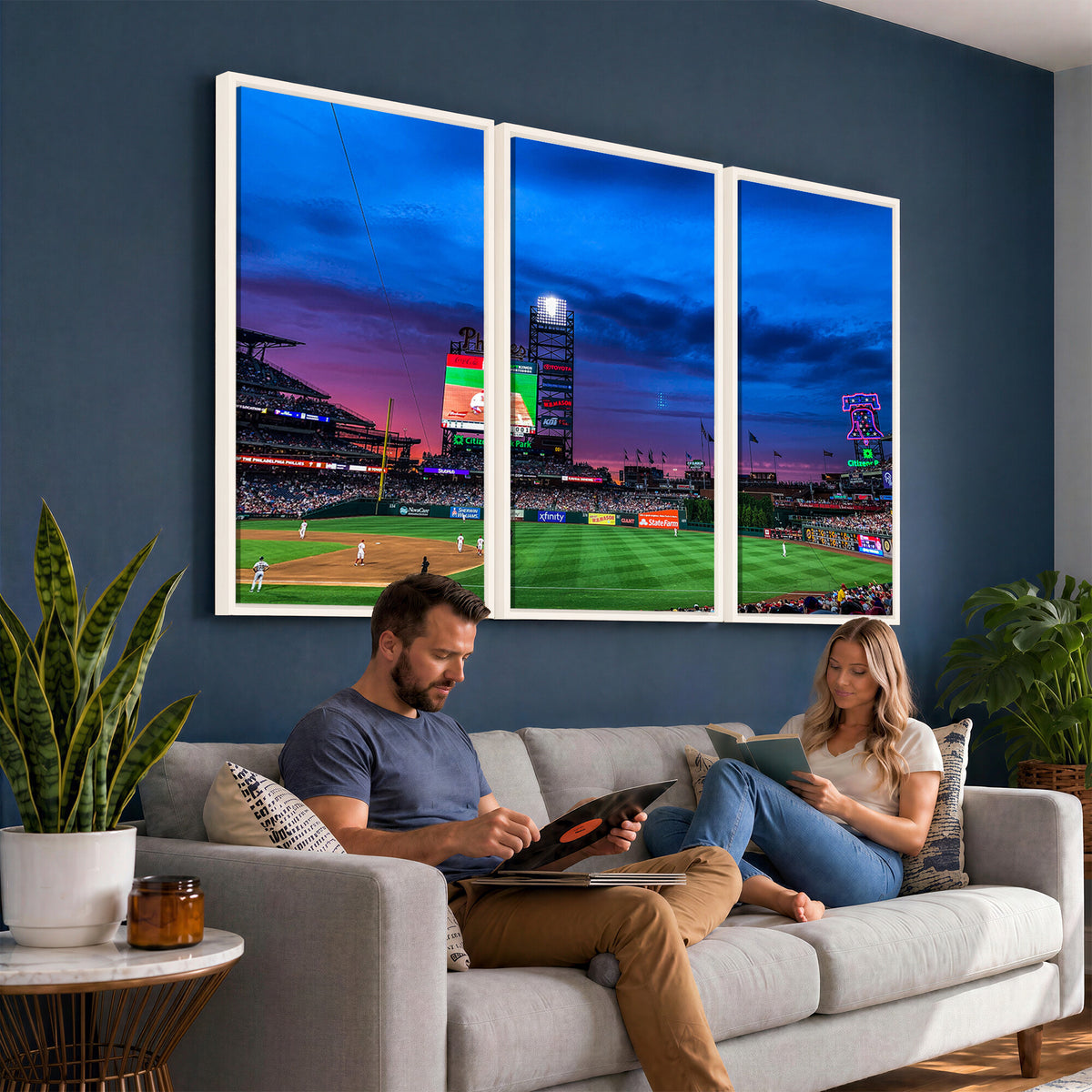 20427-MGV-CV-36X24 - Philadelphia Phillies Baseball Team Print, Citizens Bank Park, Extra Large Game Room Wall Decor