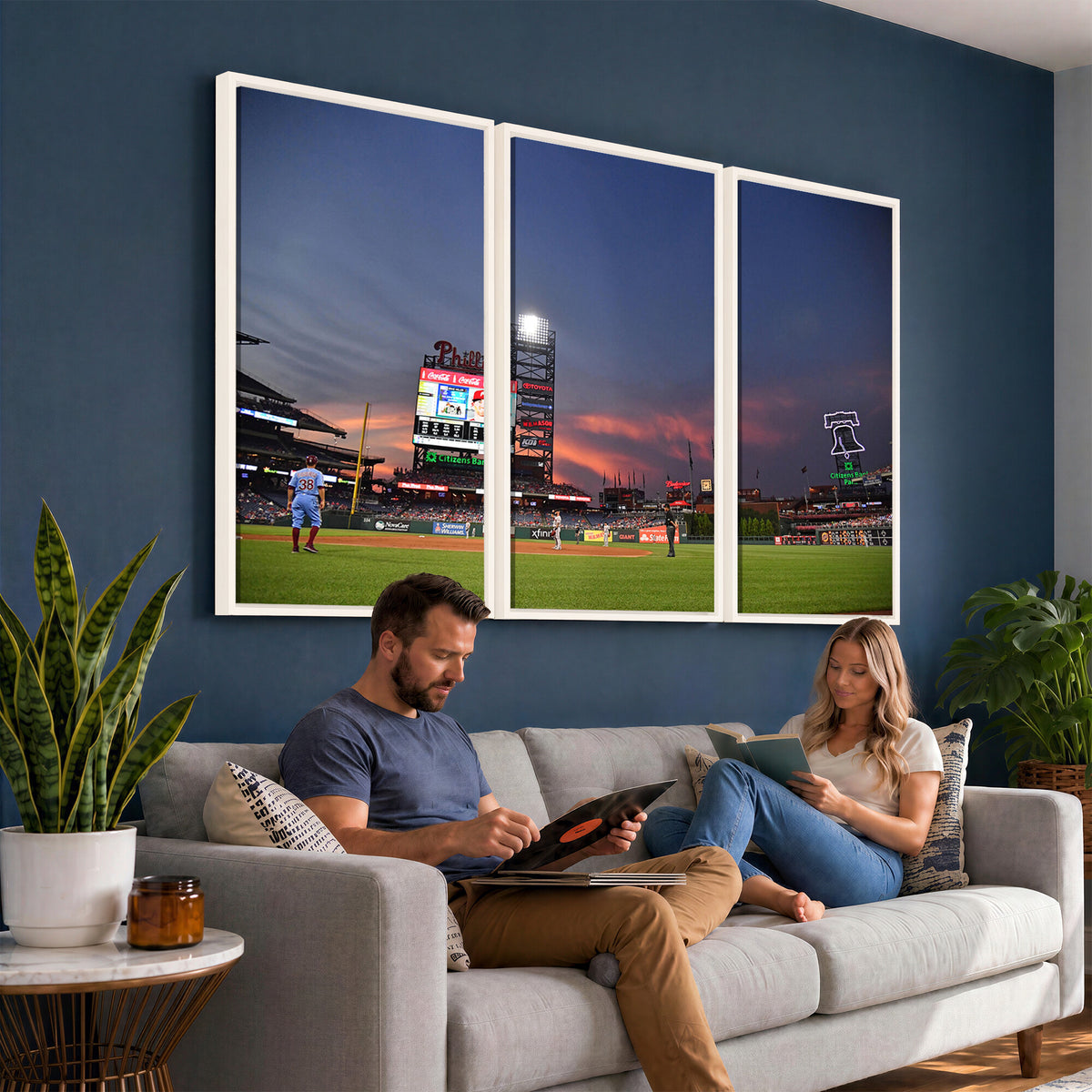 22594-MGV-CV-36X24 - Philadelphia Phillies Baseball Print - Philadelphia Citizens Bank Park Stadium Wall Art, Phillies