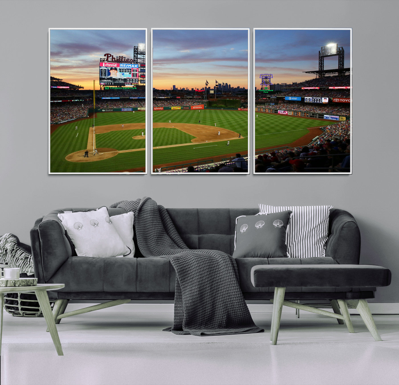 MGV-FC-60X30-3P - Citizens Bank Park Philadelphia Phillies Wall Art Canvas | 3-Panel Canvas Print of Phillies Stadium
