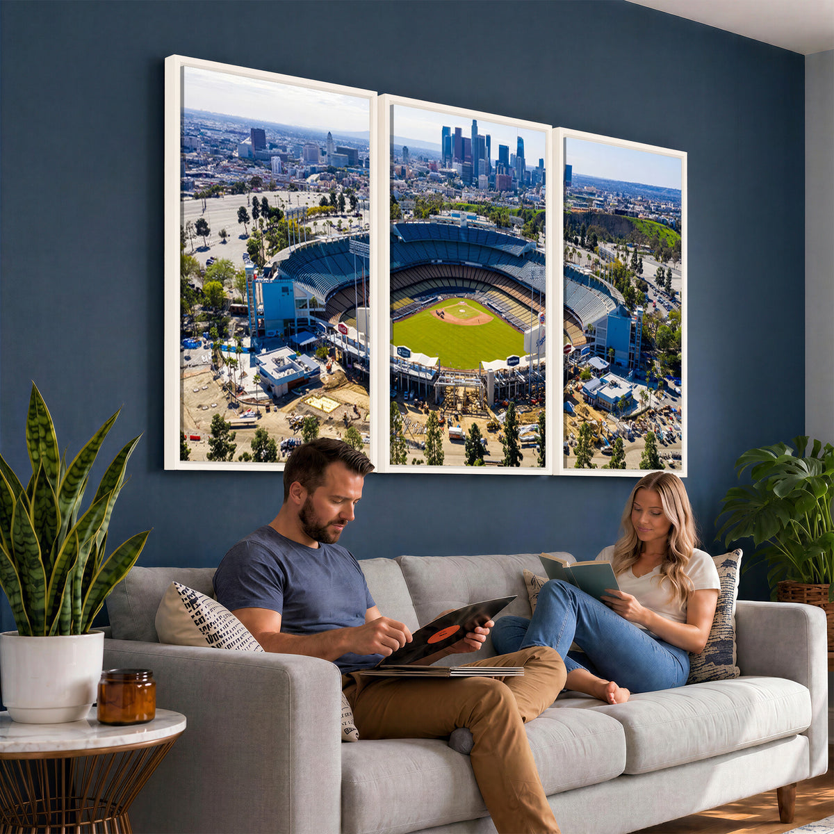 58596-MGV-CV-36X24 - Los Angeles Dodgers Dodger Stadium Wall Art Canvas Print, Extra Large Game Room Wall Decor